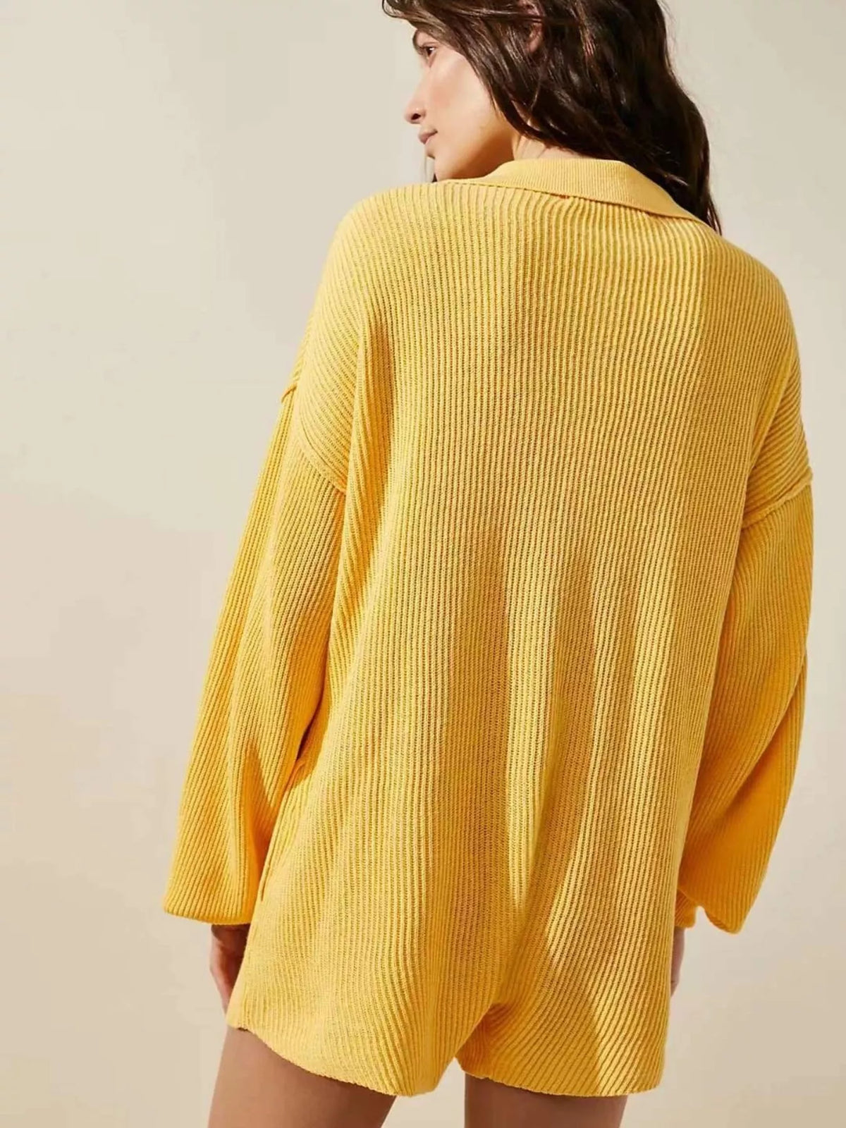 Ribbed Knit Long-Sleeve Romper
