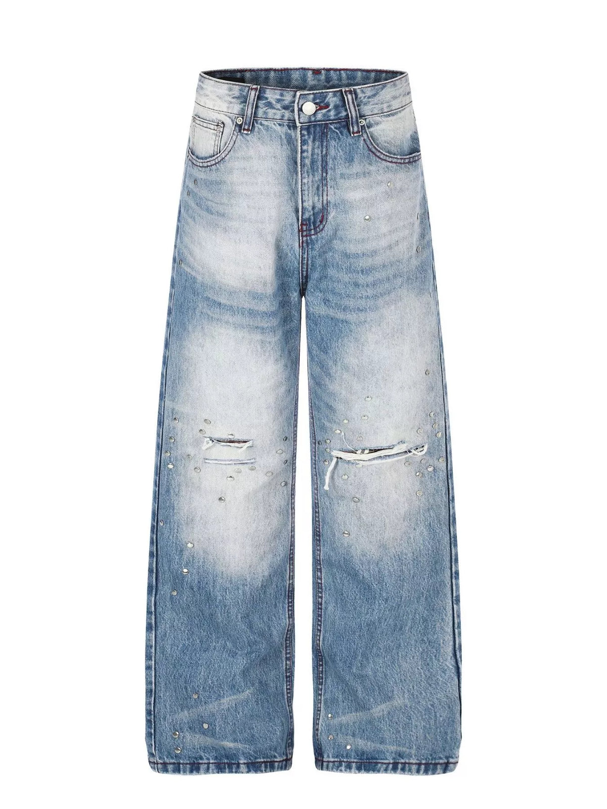 Distressed Wide-Leg Jeans in Blue by TrendMaster