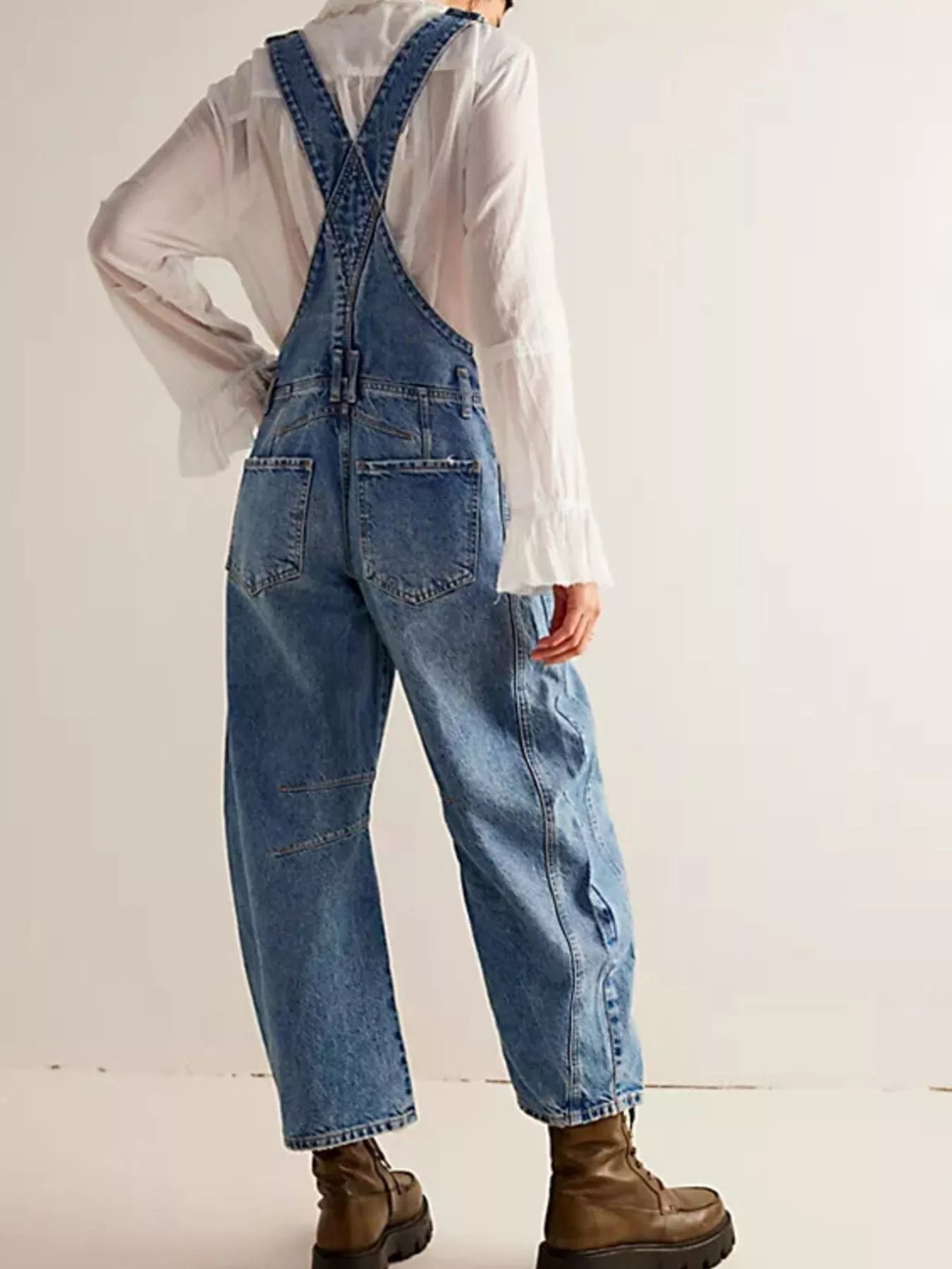 Wide Strap Wide Leg Denim Overalls by Dreamy Drapes
