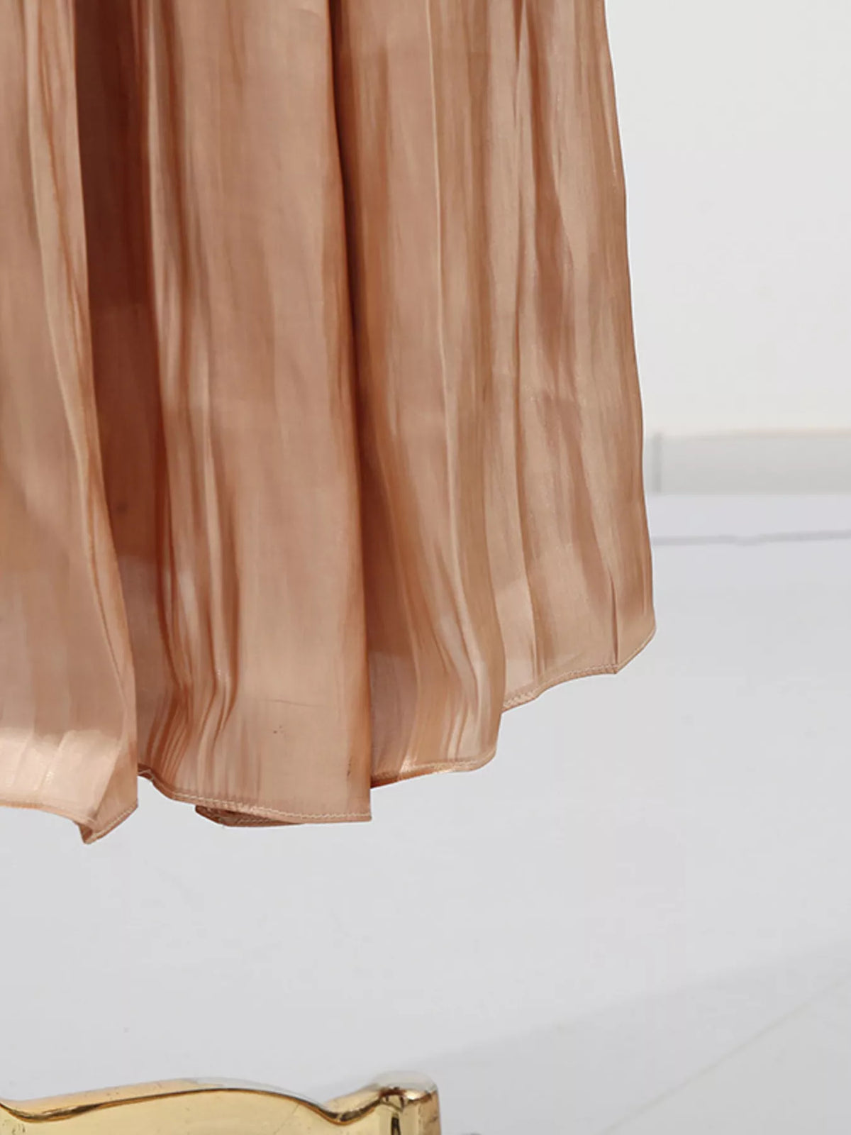 Ruched Halter Maxi Dress in Champagne