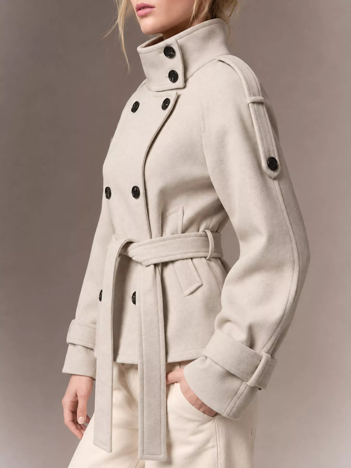 Double-Breasted Belted Thermal Coat