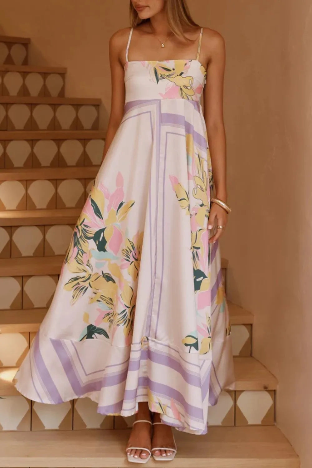 Printed Square Neck Cami Maxi Dress