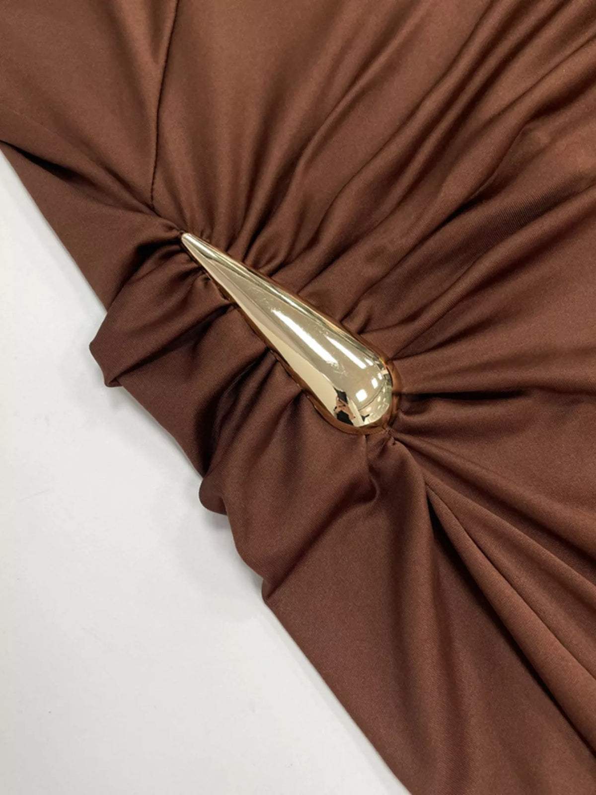Draped Bodycon Maxi Dress with Metal Detail
