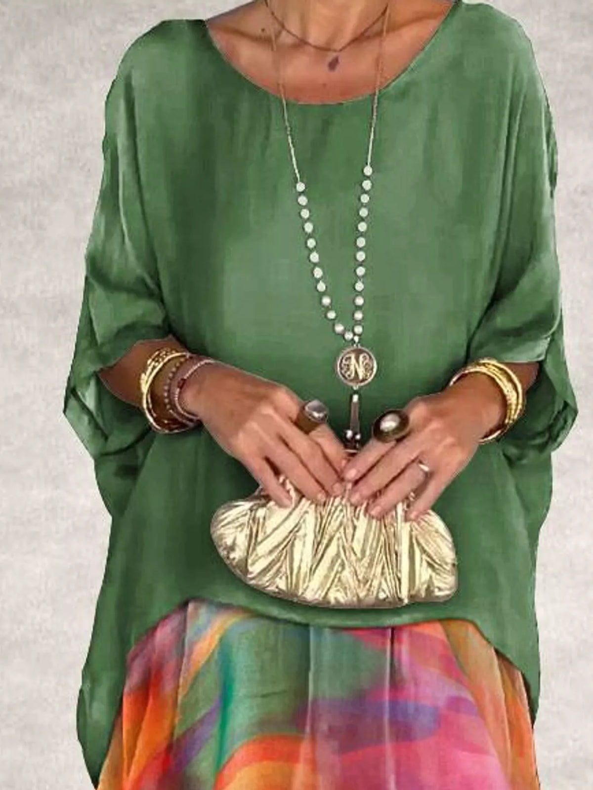 Layered Batwing-Sleeve Tiered Maxi Dress