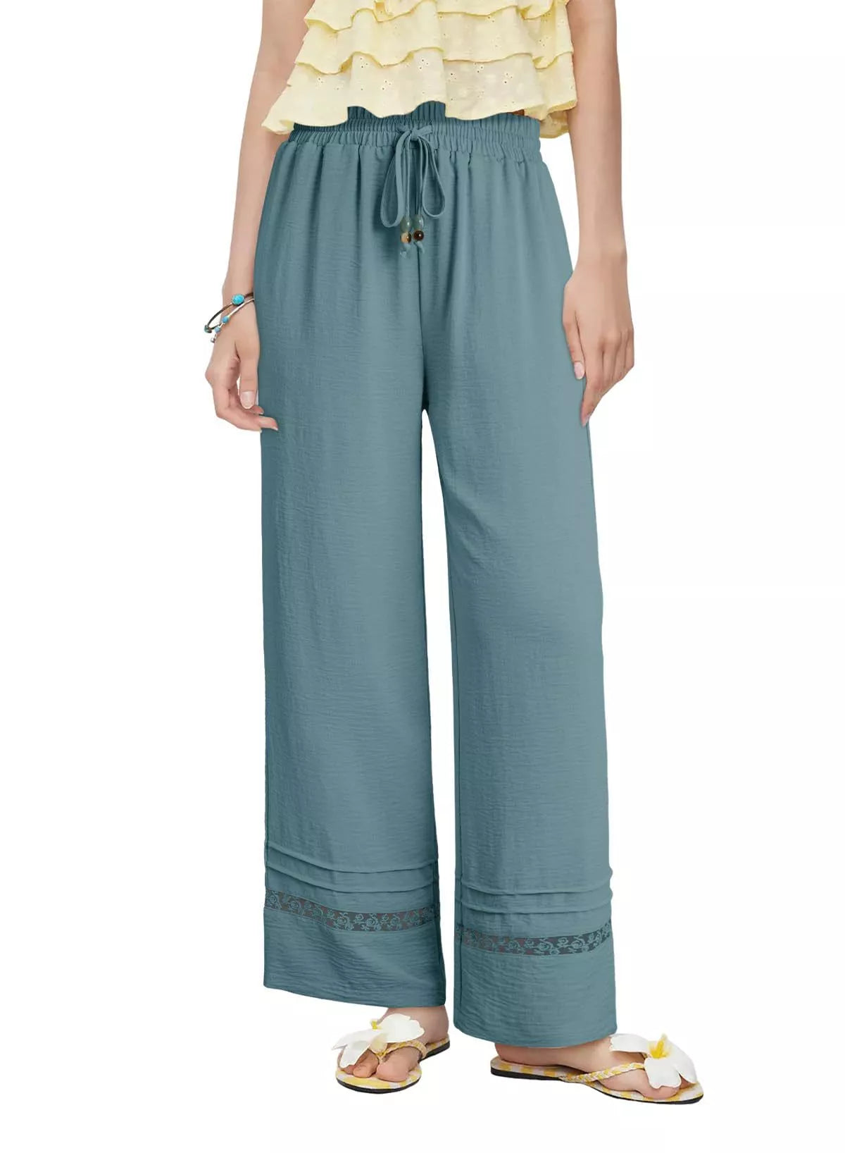 Tie-Waist Wide-Leg Pants