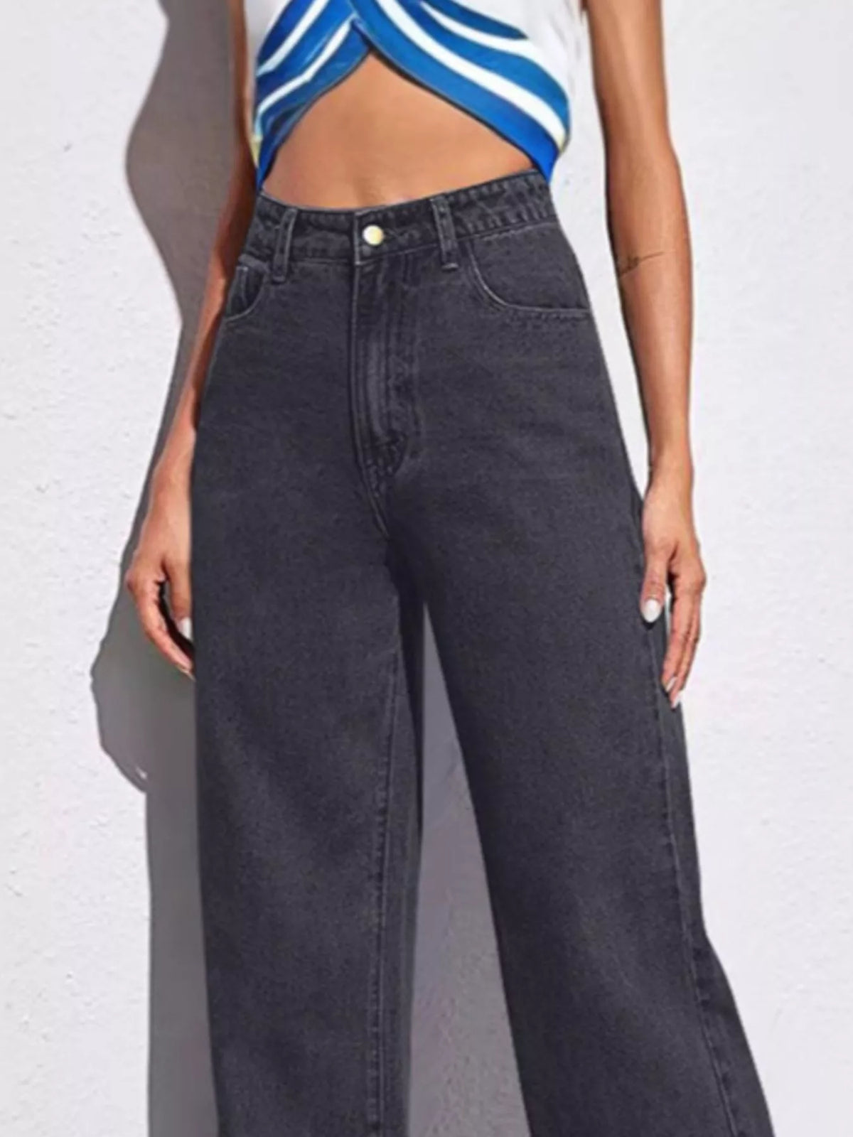 Extended-Size High-Waisted Wide-Leg Jeans by Dreamy Drapes