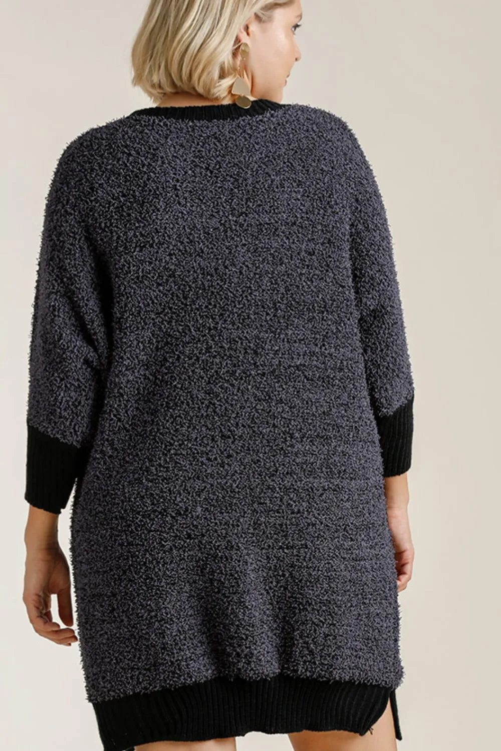 Umgee Ribbed Hem Sweater Dress in Black