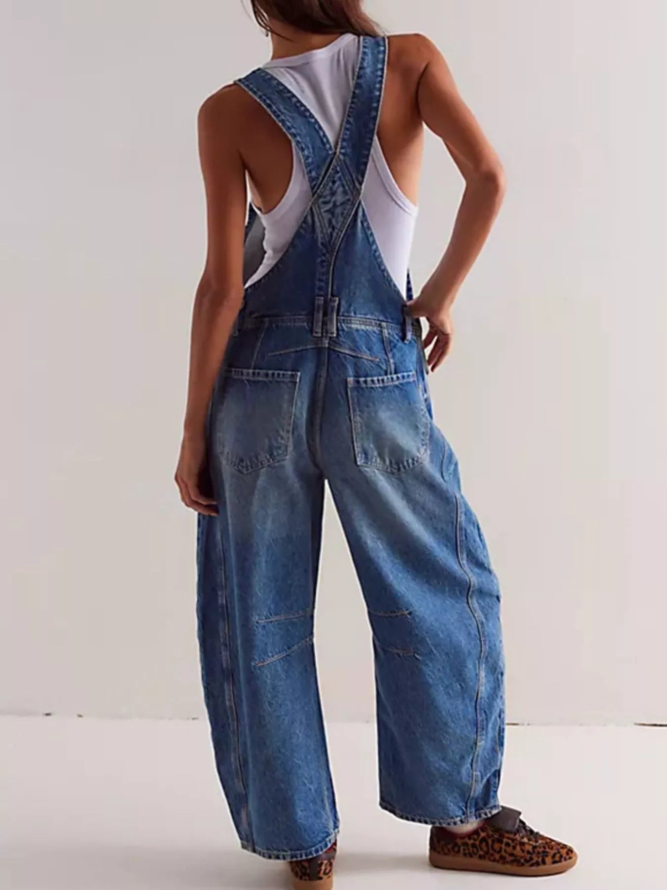 Wide Strap Wide Leg Denim Overalls by Dreamy Drapes