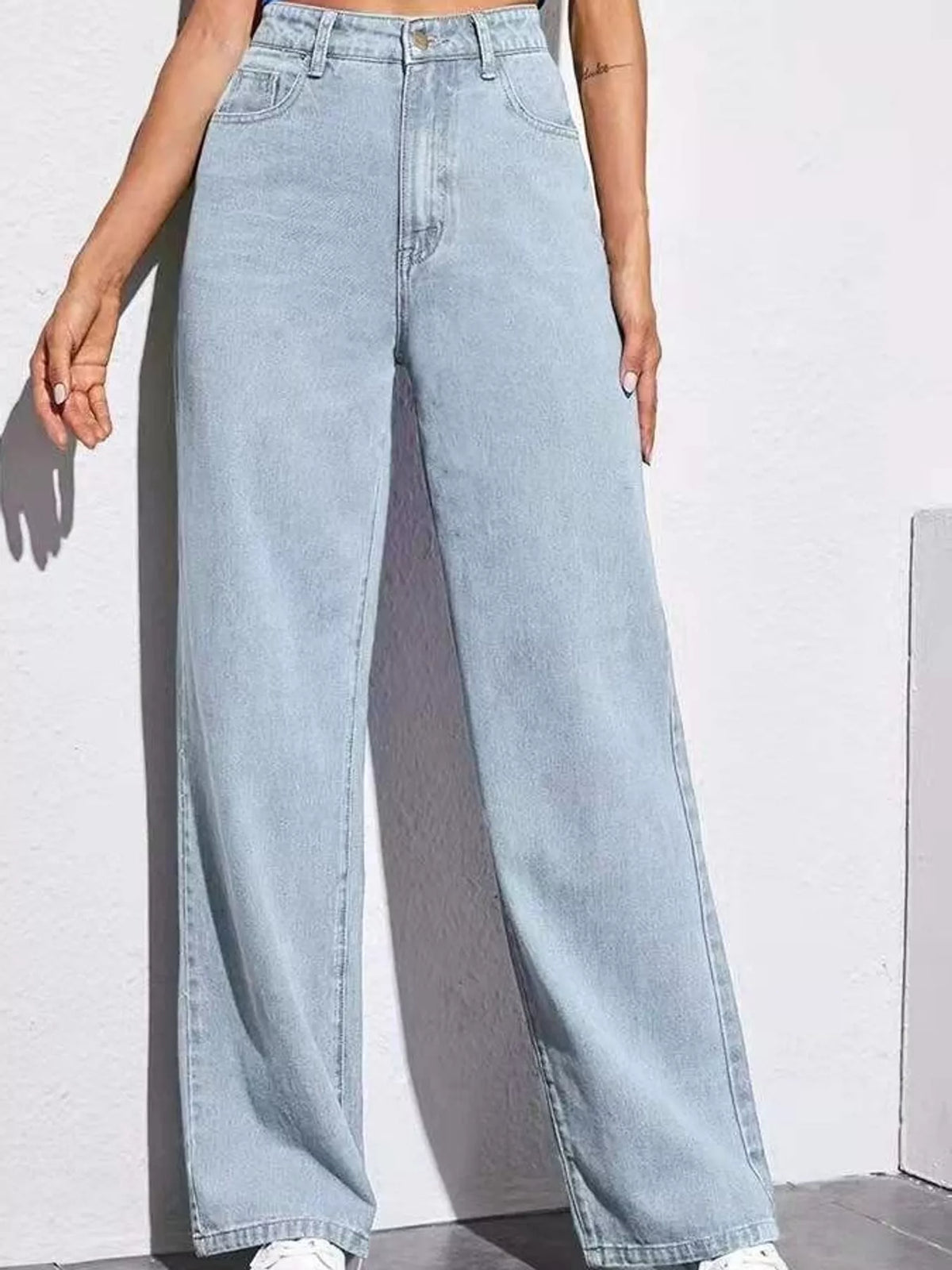 High-Waisted Vintage Wash Jeans