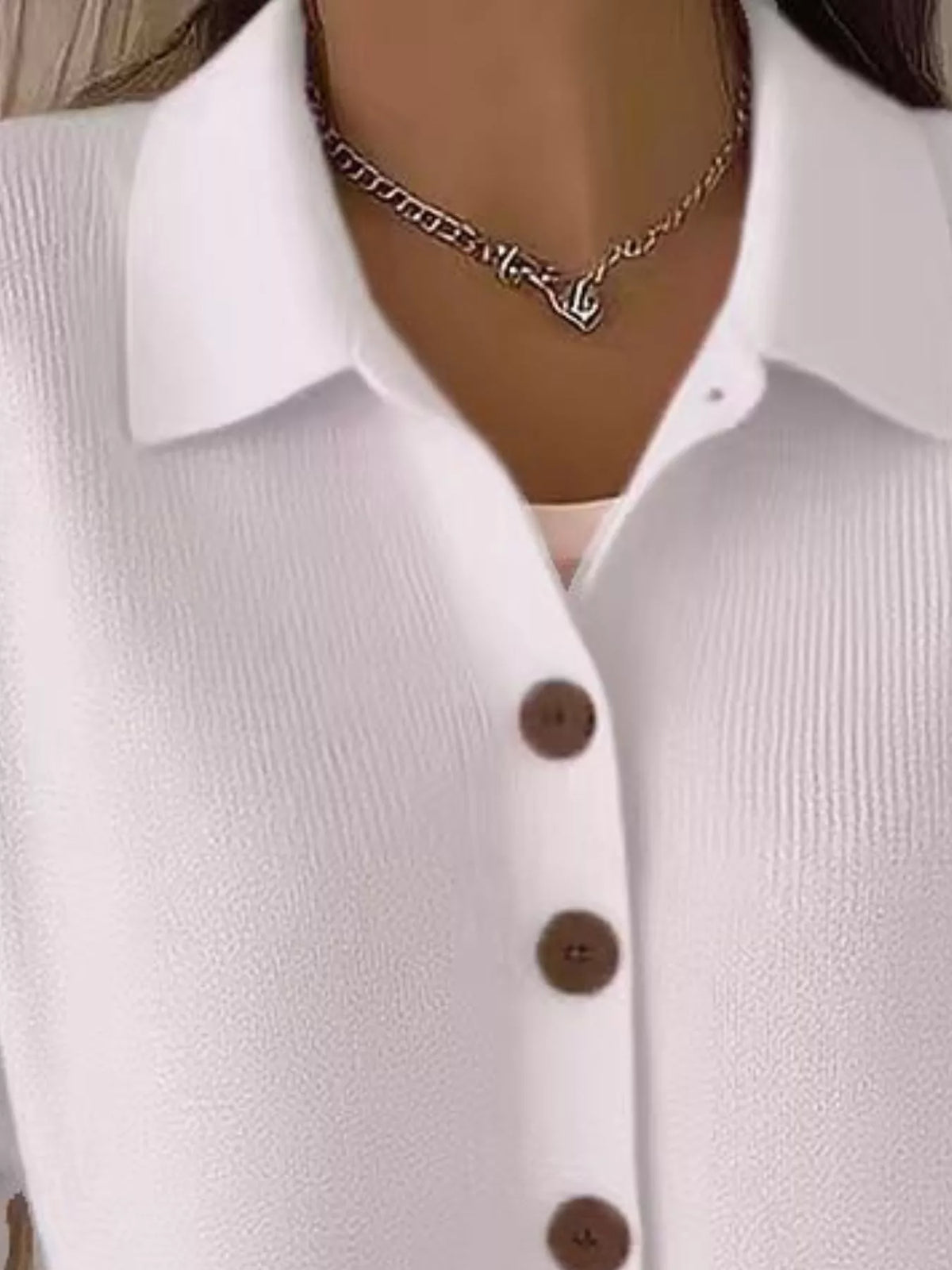 Collared Button-Down Knit Cardigan