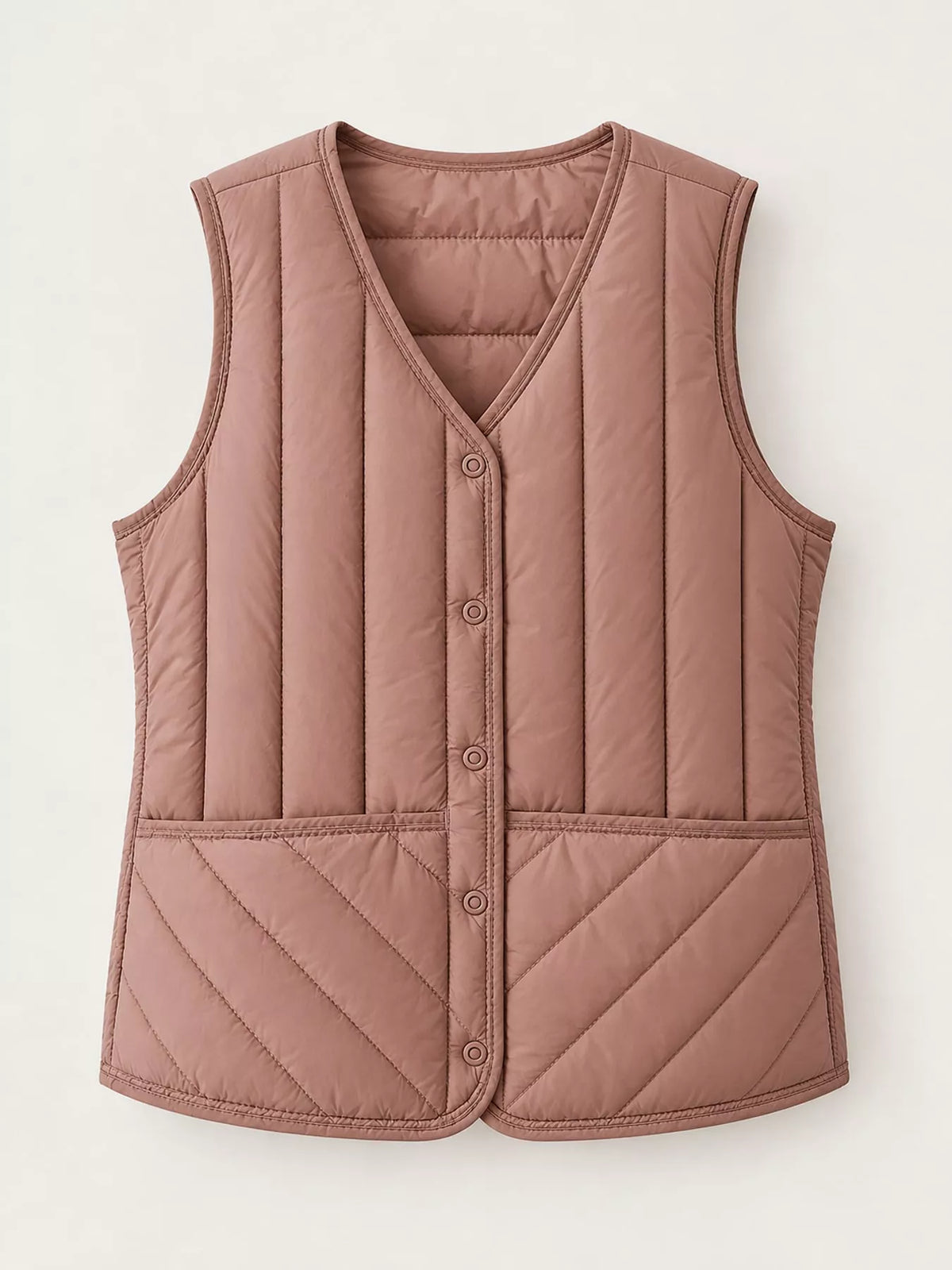 Quilted Button-Up Vest Coat