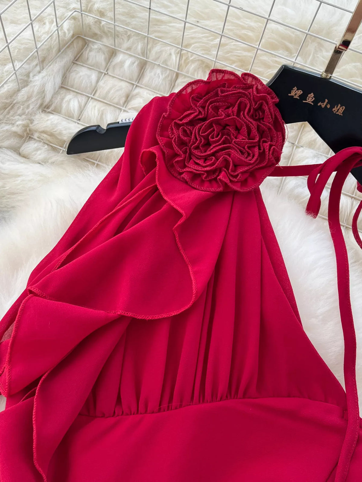 One-Shoulder Floral Dress in Red
