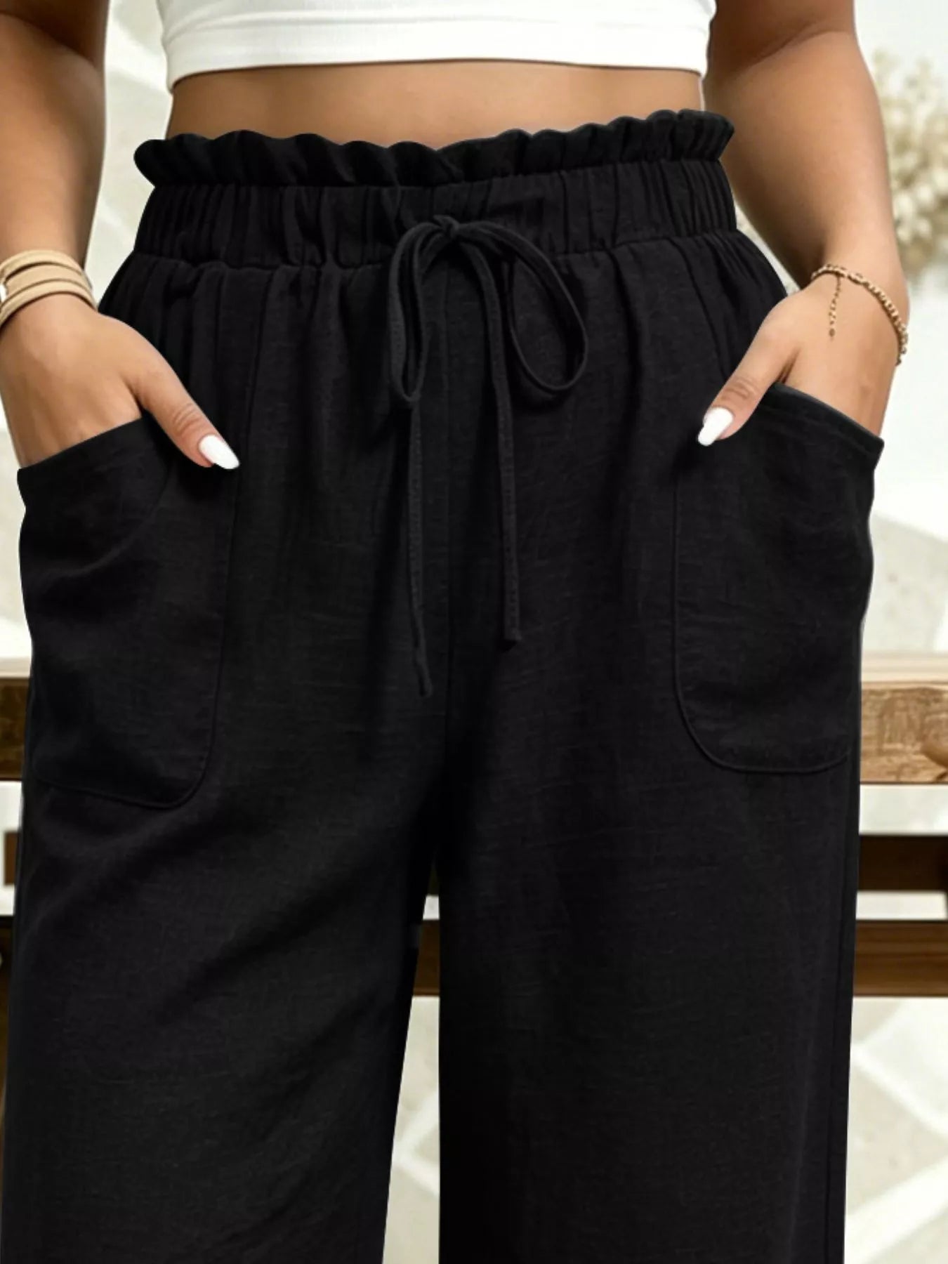 Paperbag Waist Drawstring Capris