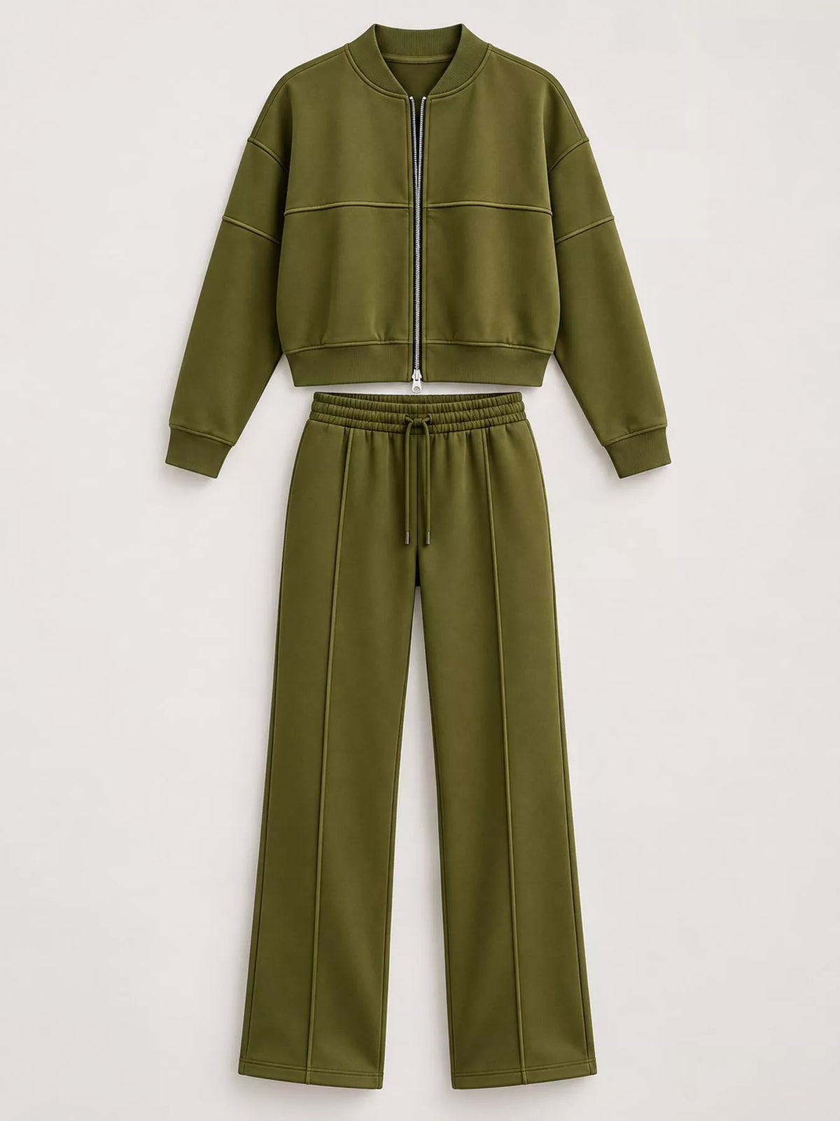 Zip-Up Jacket and Wide-Leg Sweatpants Set