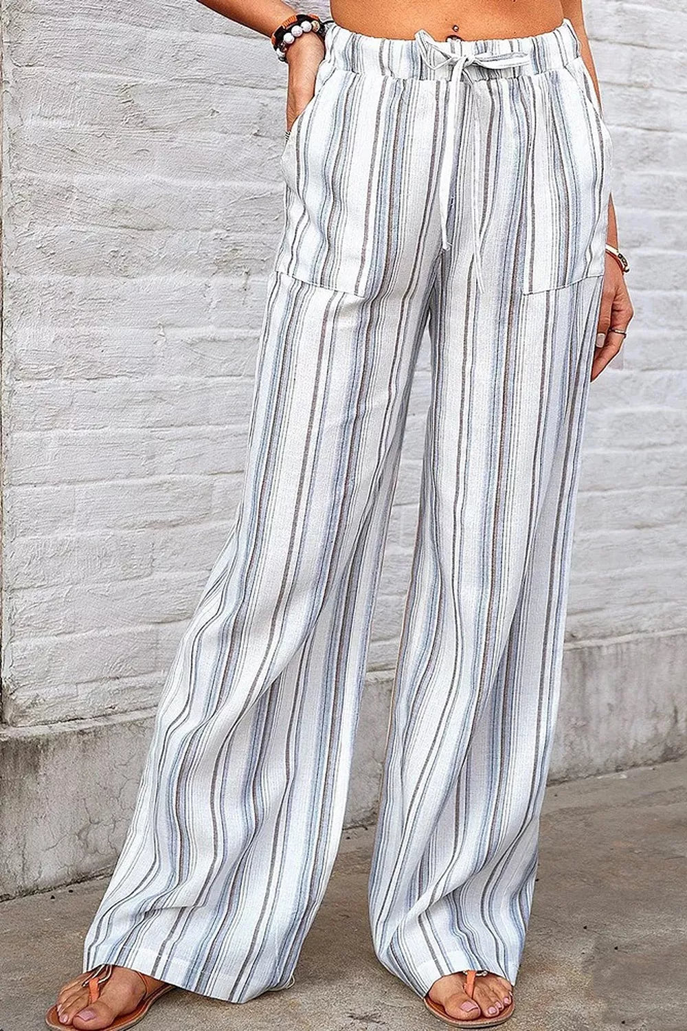 Plus Size Striped Wide-Leg Pants