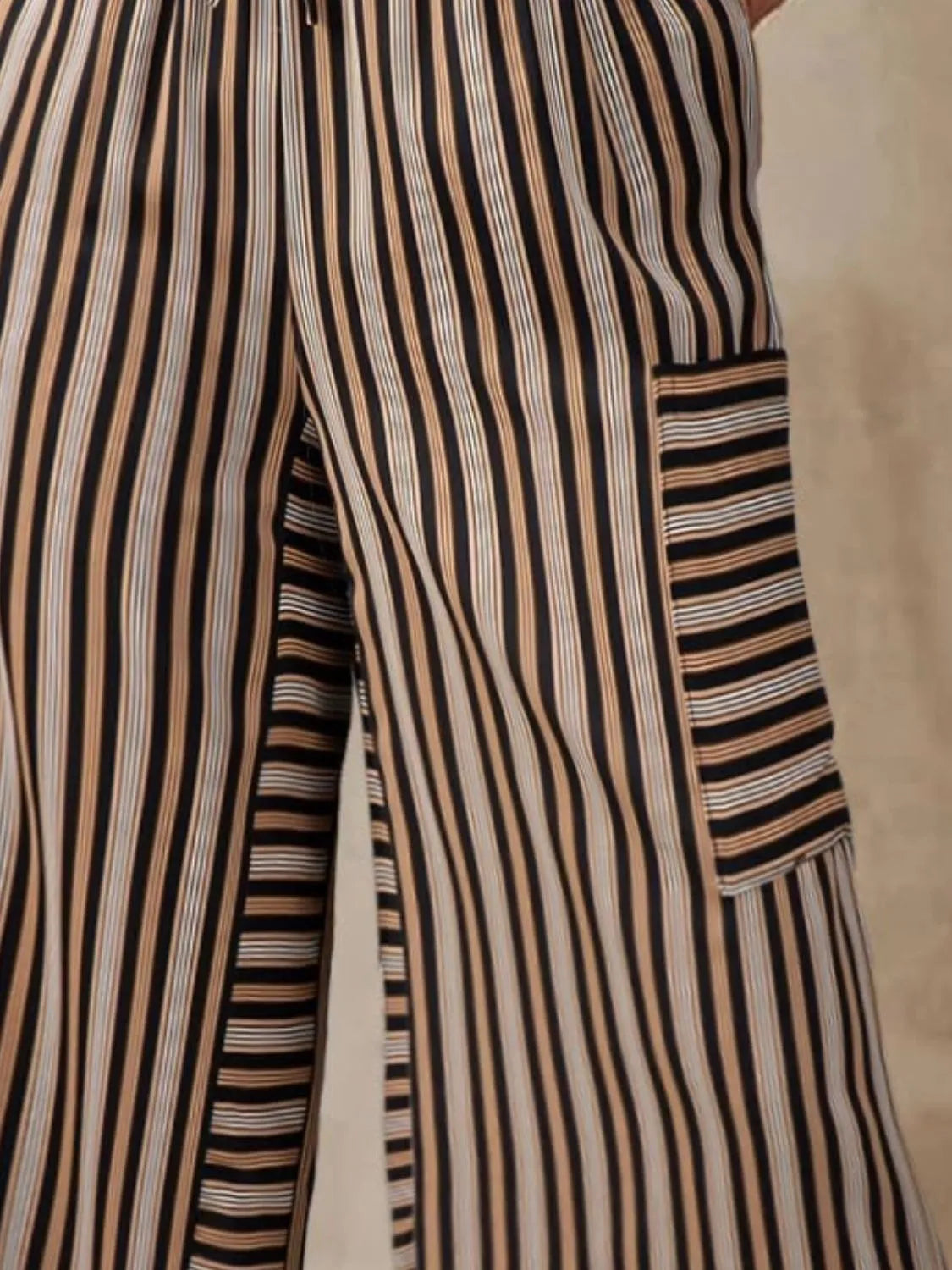 Contrast Striped Wide Leg Pants