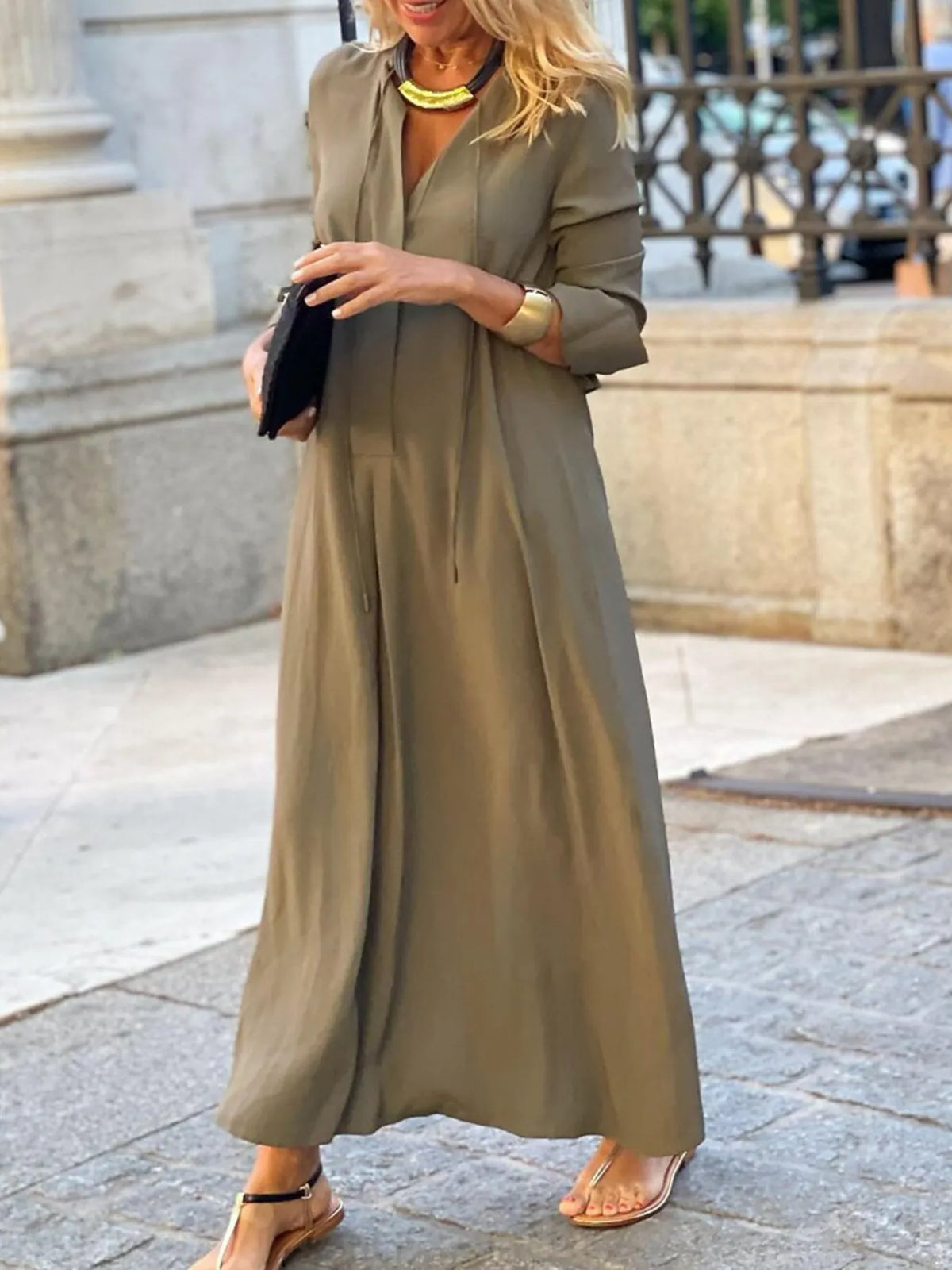 Solid Maxi Shirt Dress