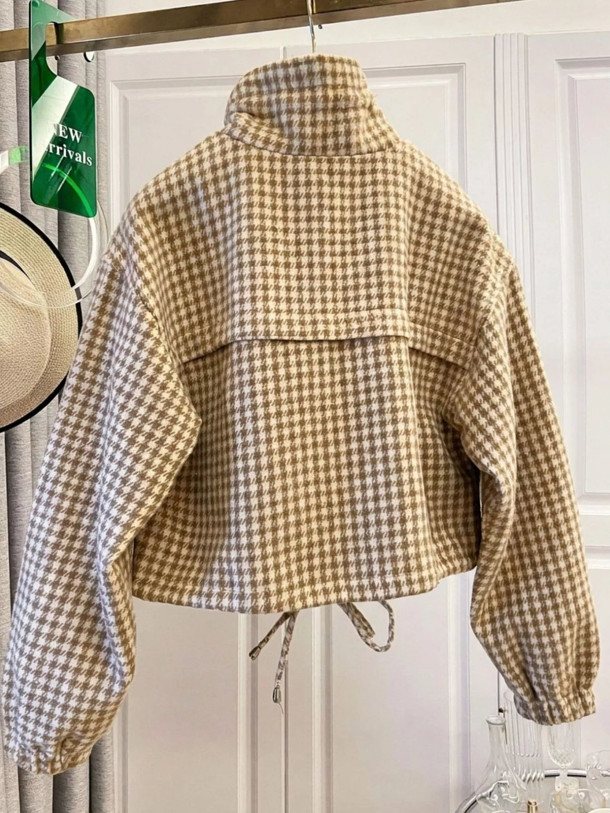 Plaid Cropped Zip-Up Jacket