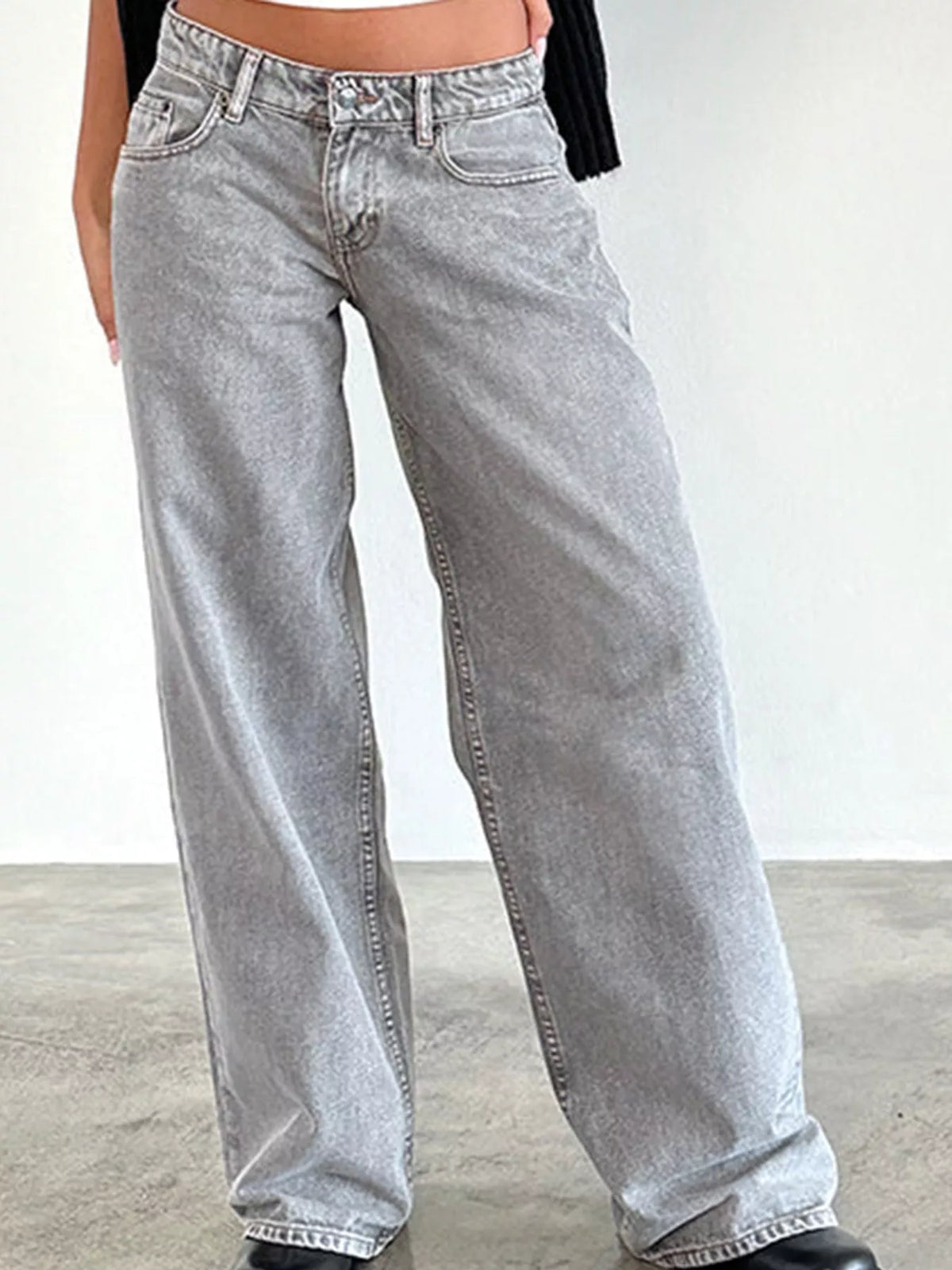 Wide-Leg Vintage Wash Jeans