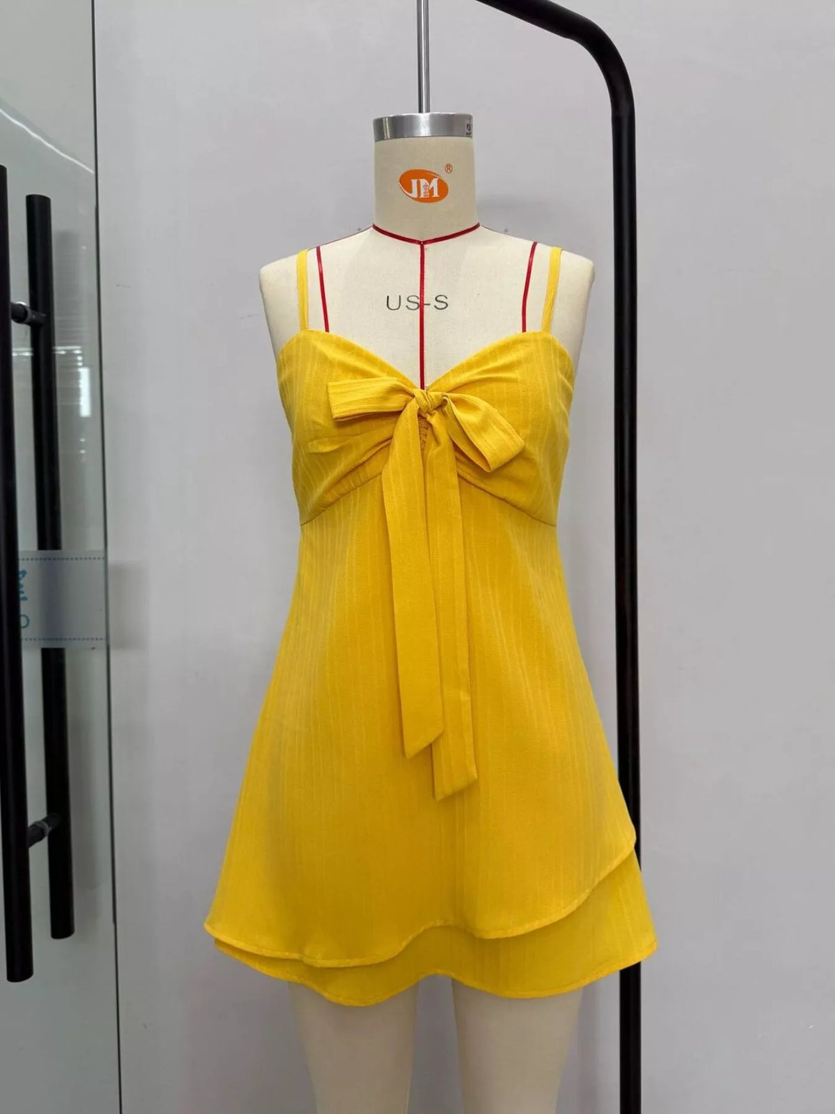 Bow-Front Mini Dress in Yellow