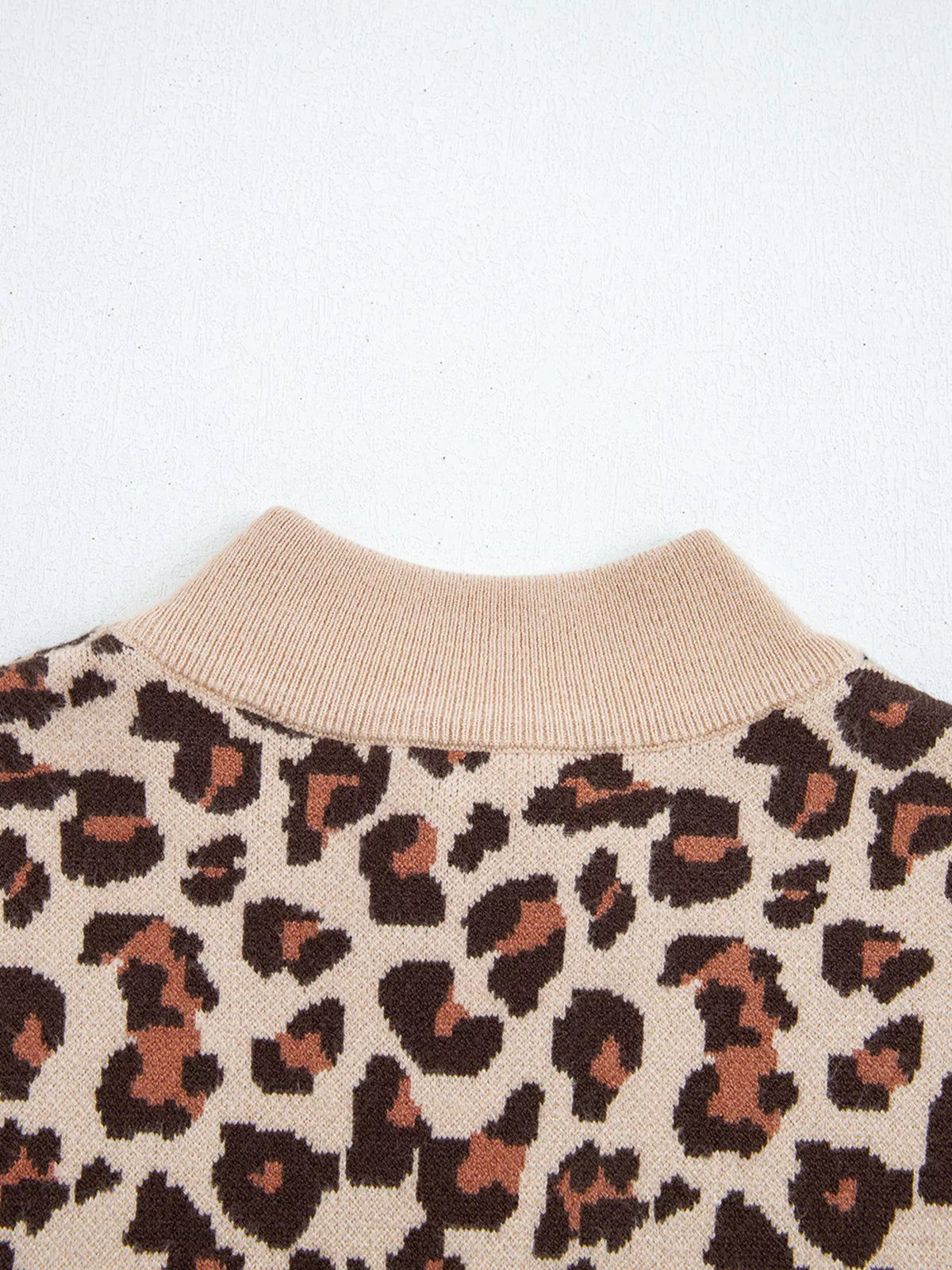 Leopard Print High-Neck Shift Mini Dress