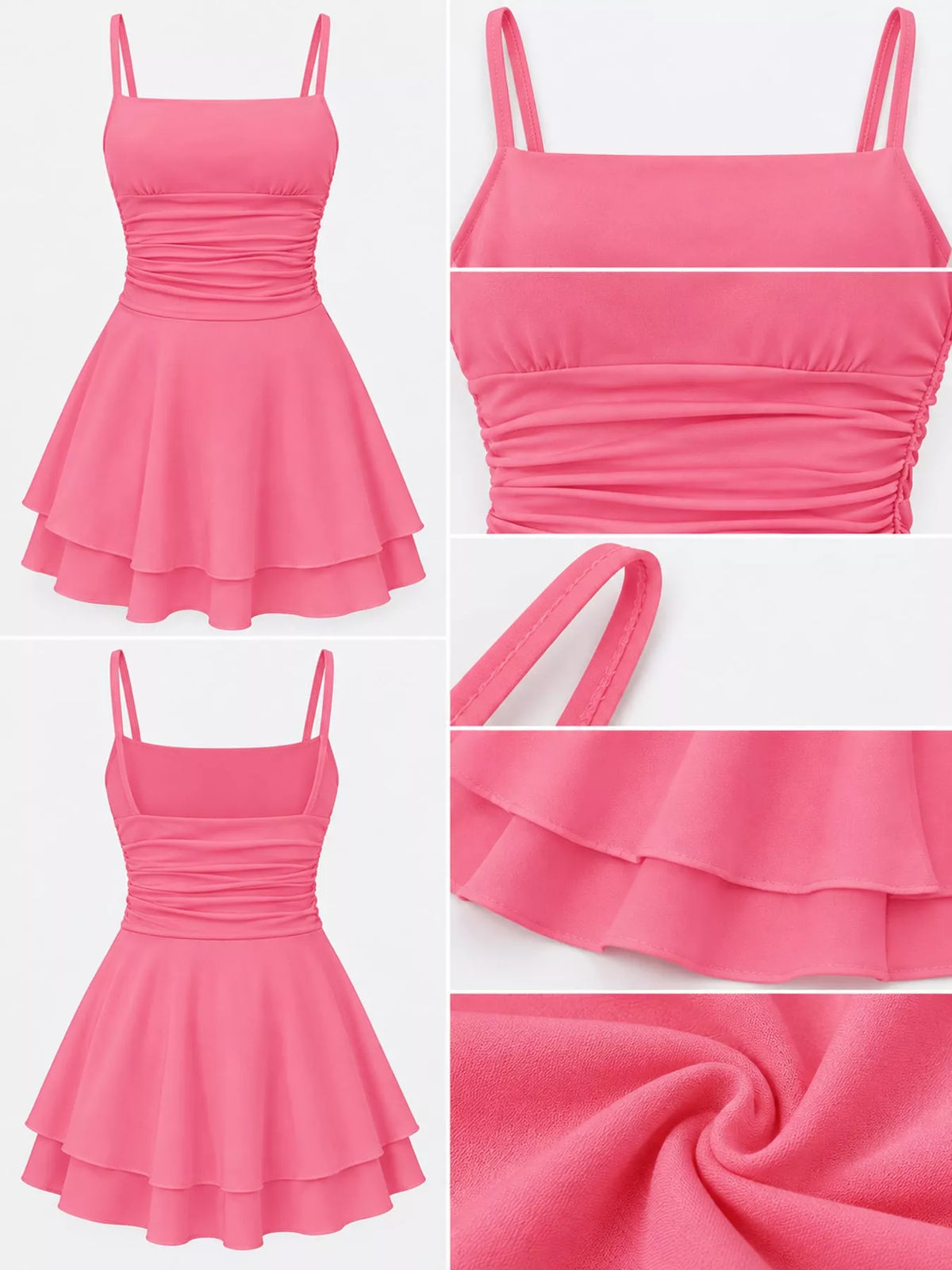 Ruched Spaghetti Strap Mini Dress