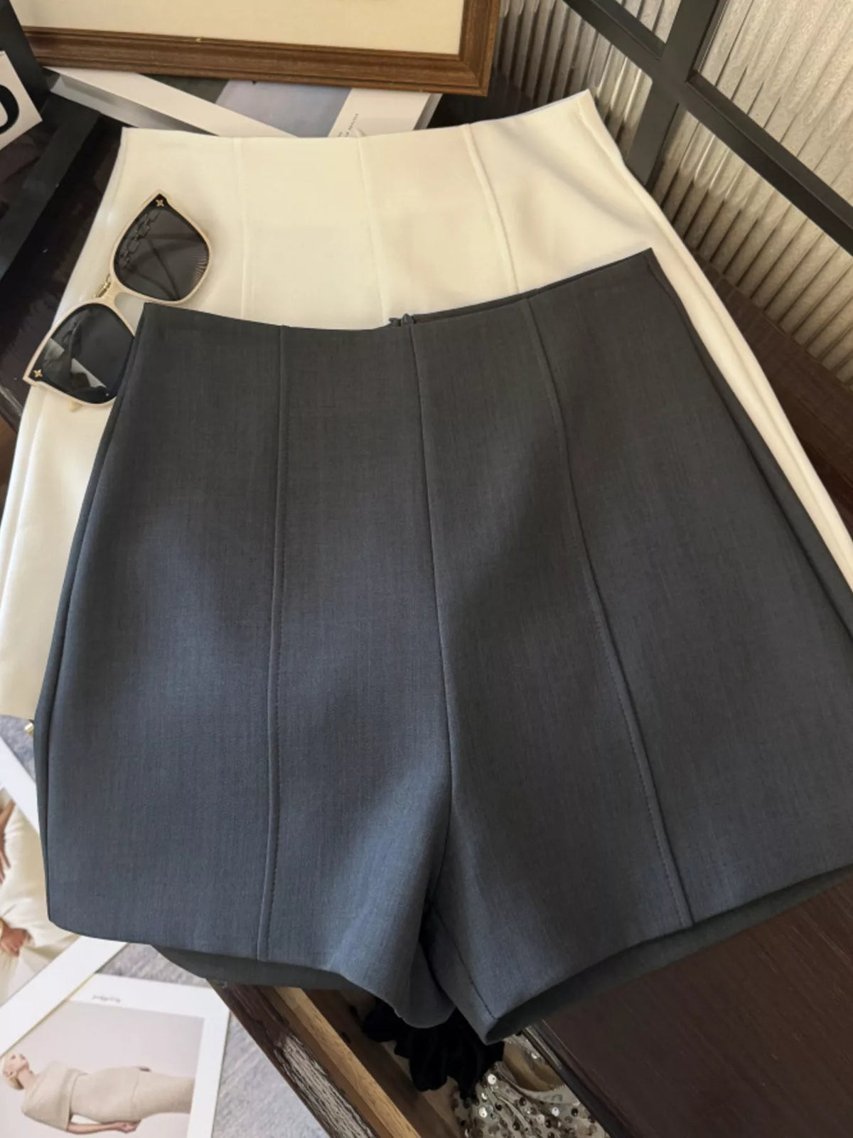 High Waist Shorts with Zip Closure