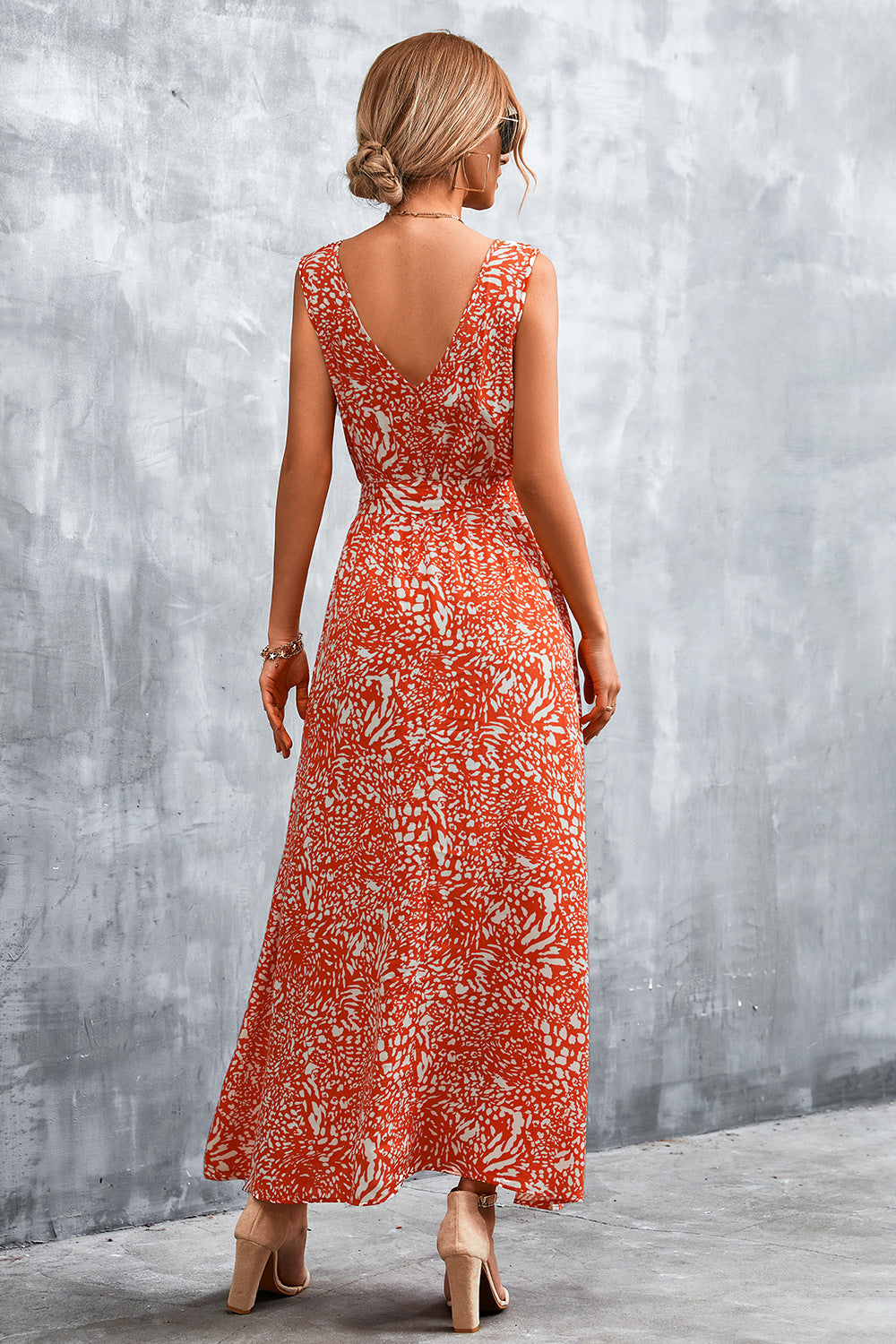 Printed Tie-Waist Maxi Dress with Pockets