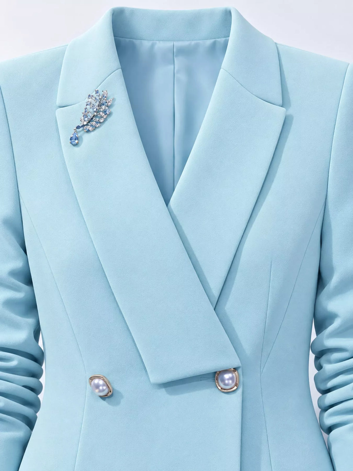 Double-Breasted Blazer and Pants Set in Light Blue
