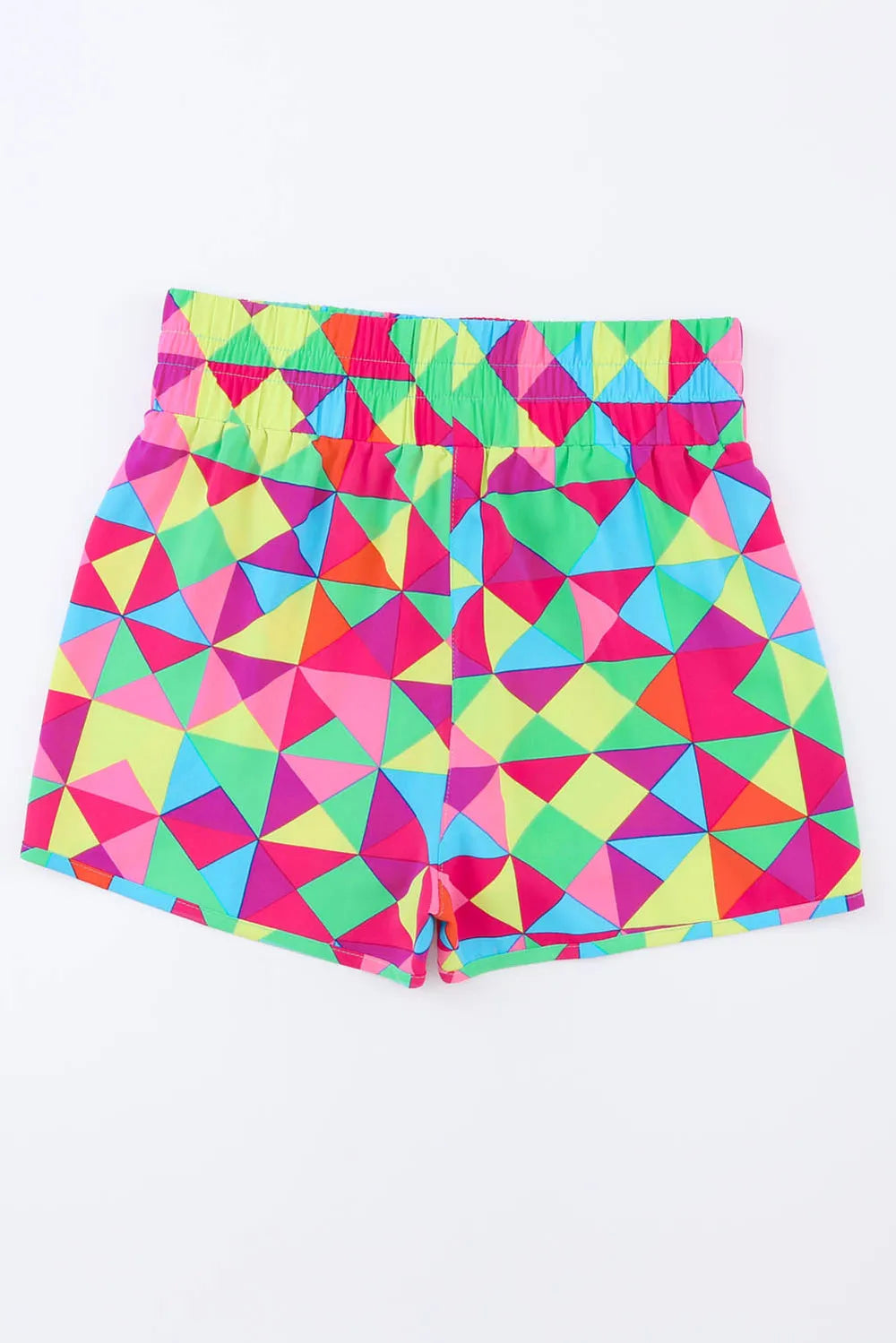 Color Block Elastic-Waist Shorts in Multicolor