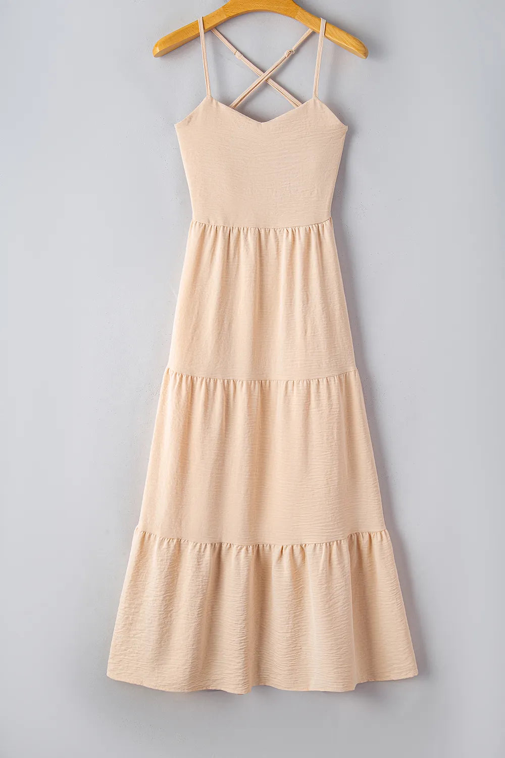 Crisscross Spaghetti Strap Tiered Dress