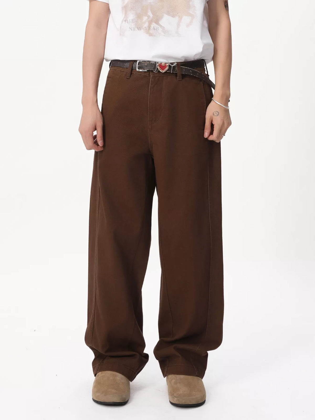 Vintage Wash Wide Leg Jeans in Brown by DashingTogs