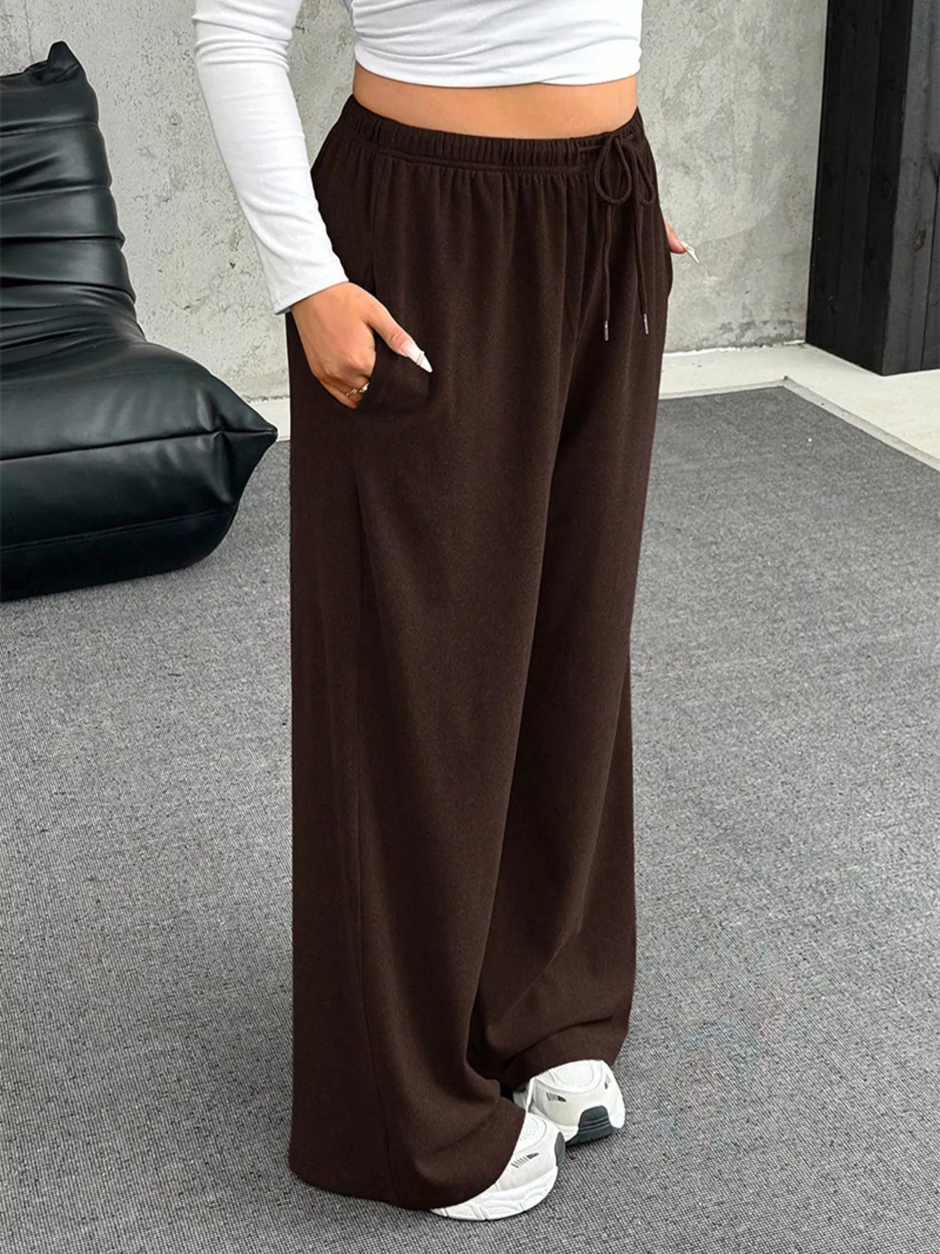 Drawstring Wide Leg Pants
