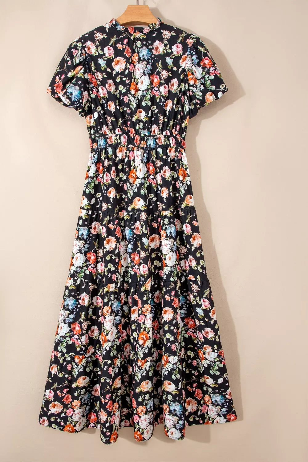 Floral Print Tiered Smocked-Waist Maxi Dress