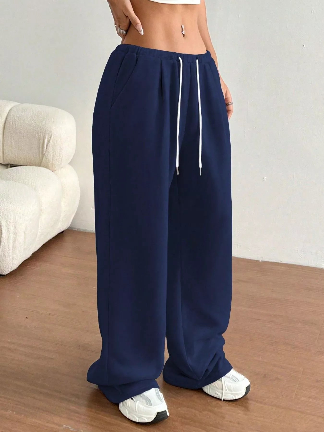 Casual Drawstring High Waist Wide Leg Sweatpants