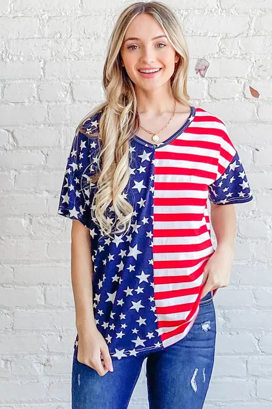 And The Why American Flag Top in Red and Navy in Red/navy