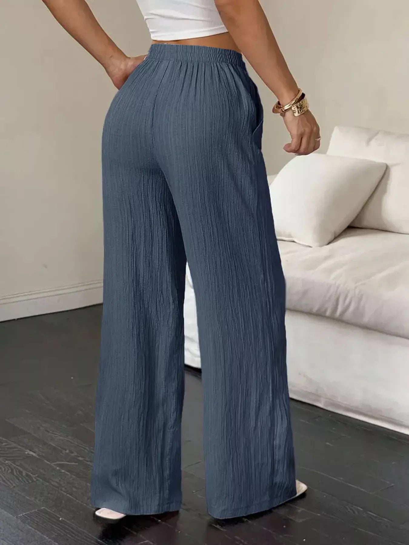 Wide Leg Drawstring Pants with Pockets