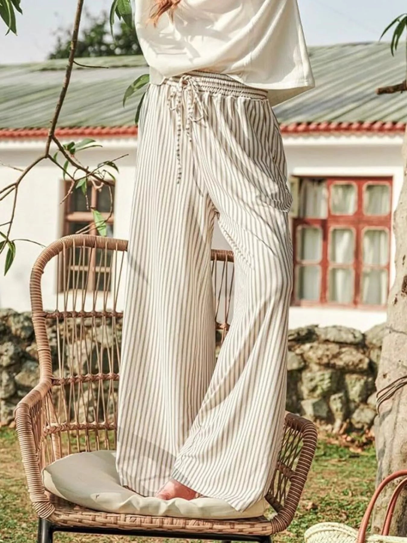 Striped Wide-Leg Pants