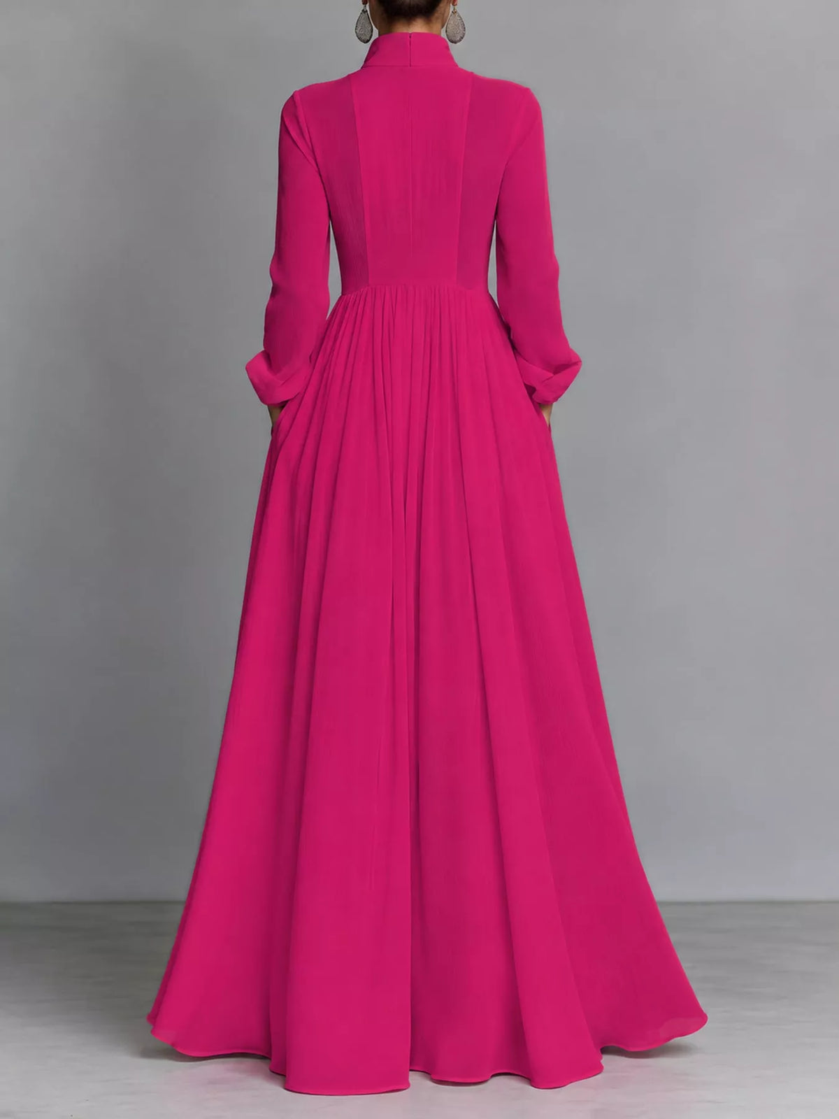 Long-Sleeve Button Front Maxi Dress