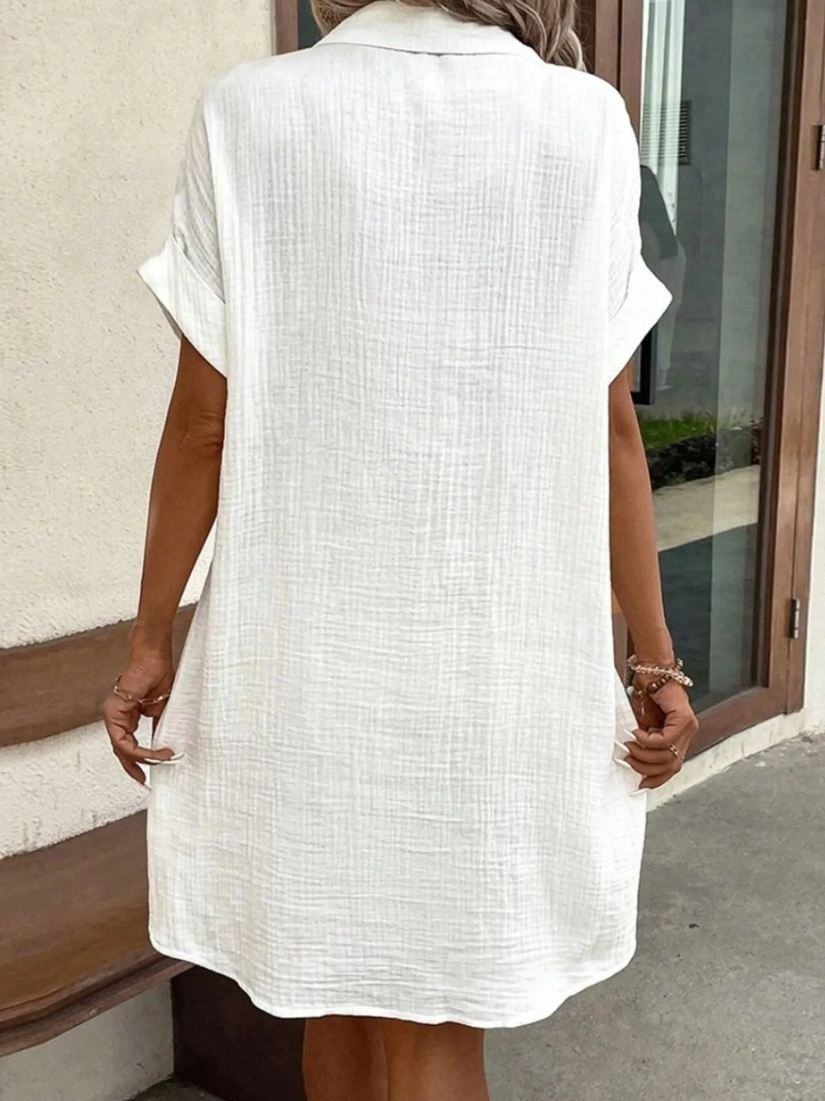 Button-Down Shirt Dress with Pockets