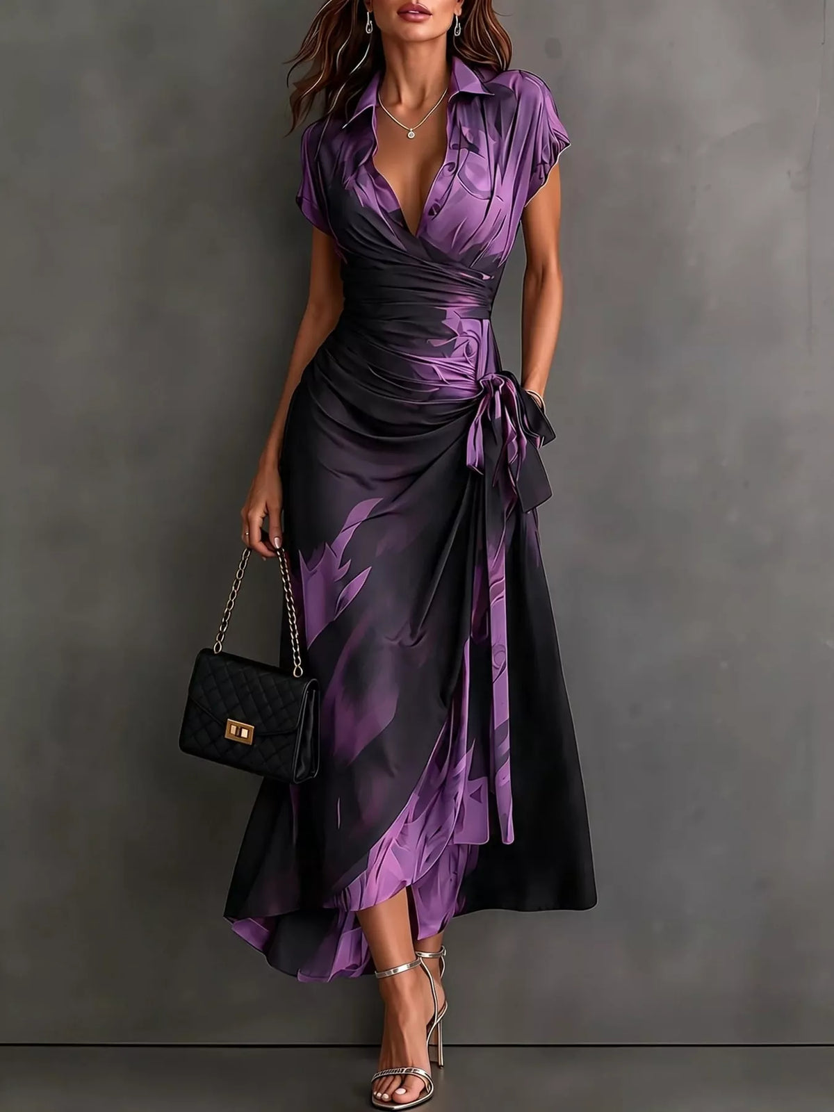 Tie Detail Surplice Dress