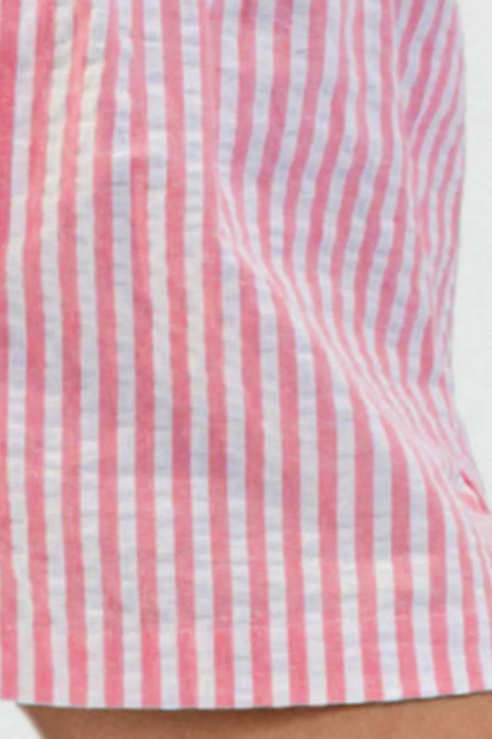 Striped Elastic Waist Shorts with Button Detail by Mystique Q