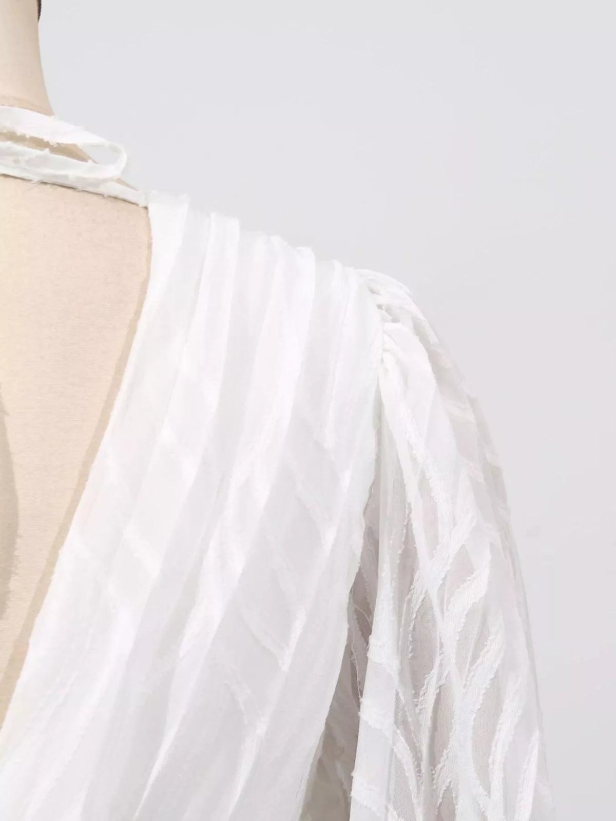 V-Neck Long Sleeve Maxi Dress in White