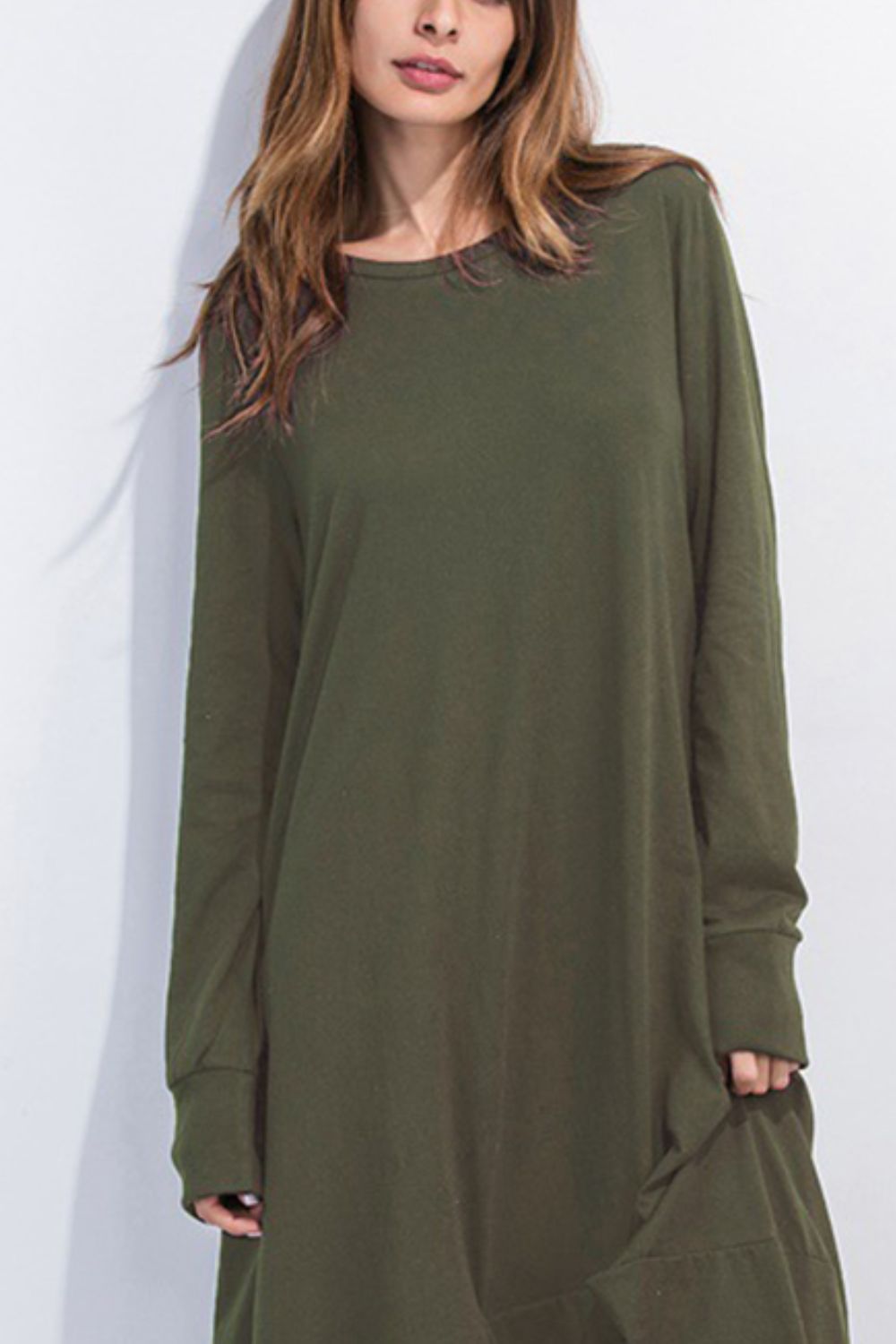 Round Neck Long Sleeve Sweatshirt Dress
