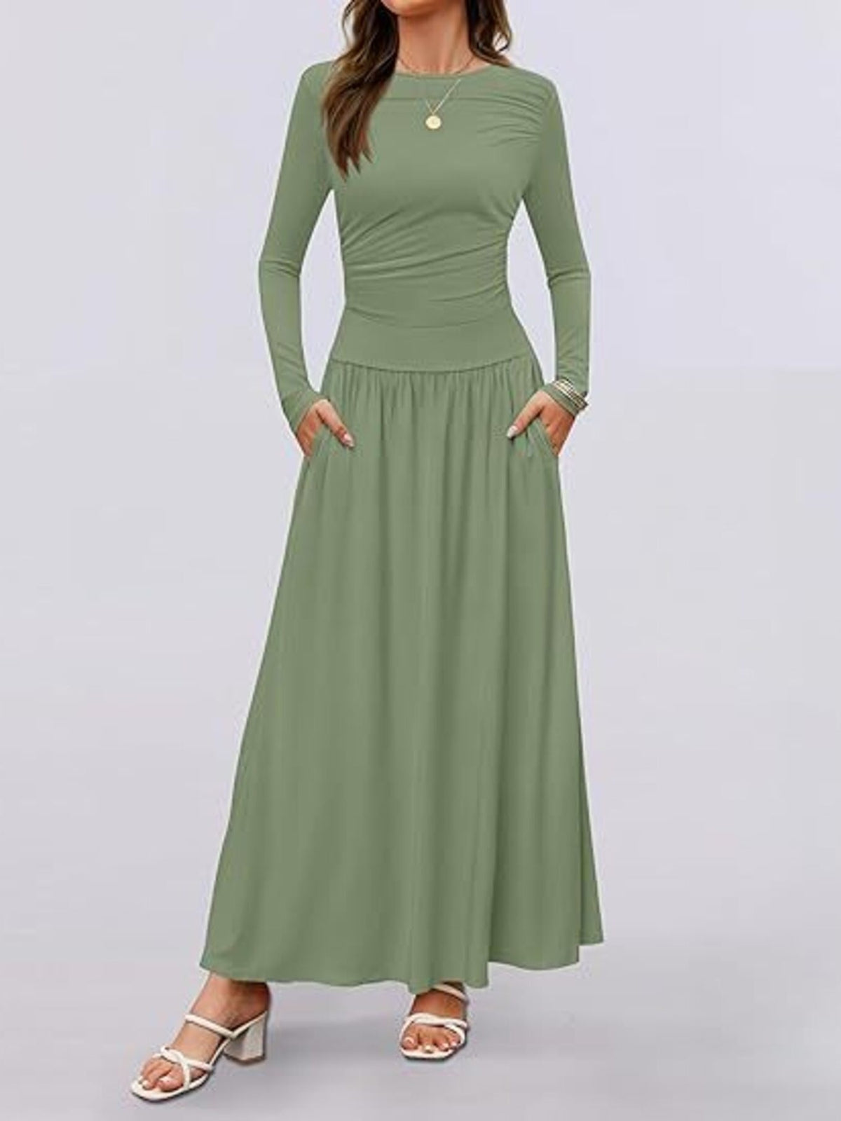 Long Sleeve Maxi Dress with Pockets