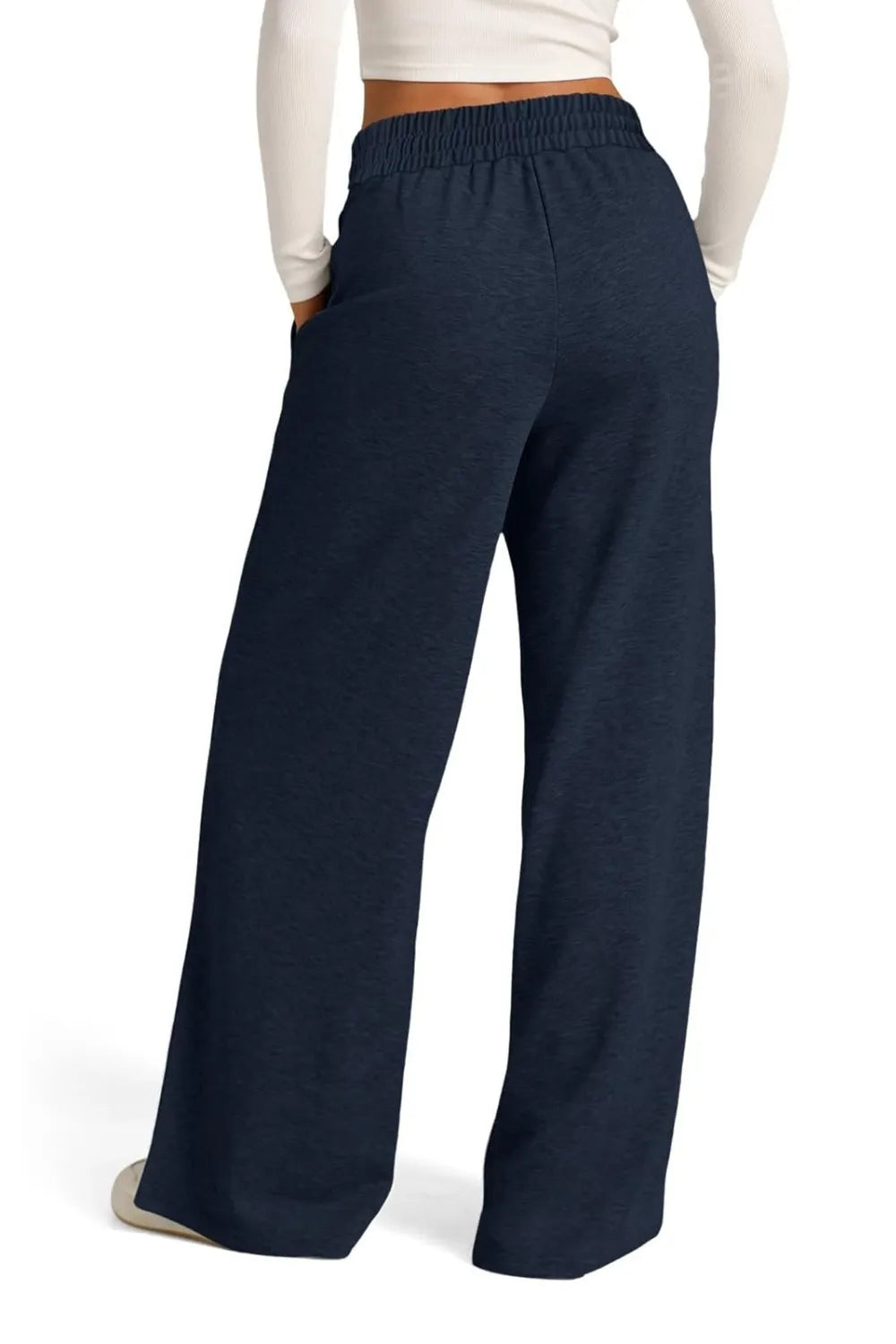 Drawstring Wide Leg Pants with Pockets