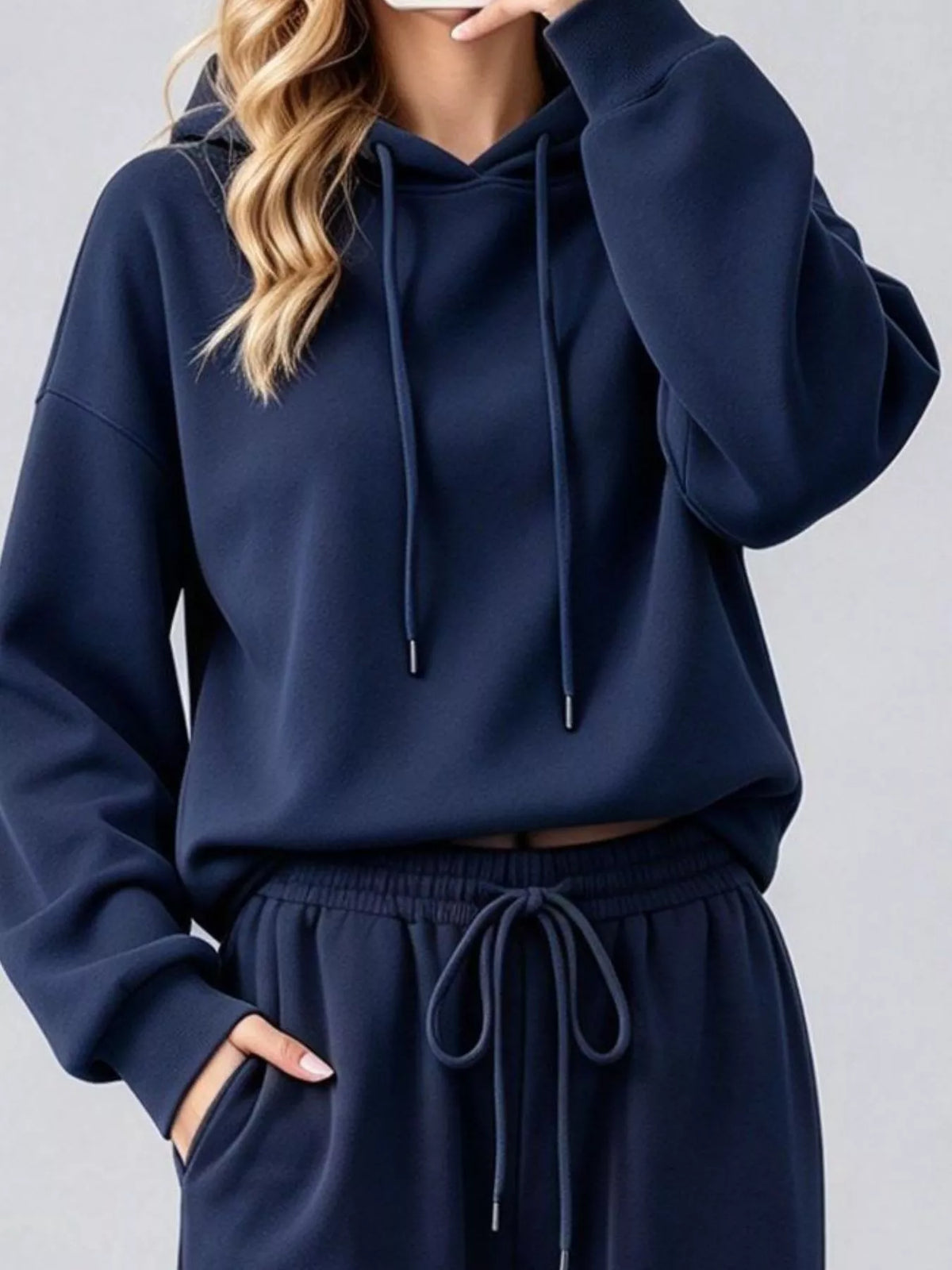 Dropped Shoulder Hoodie and Wide-Leg Pants Set
