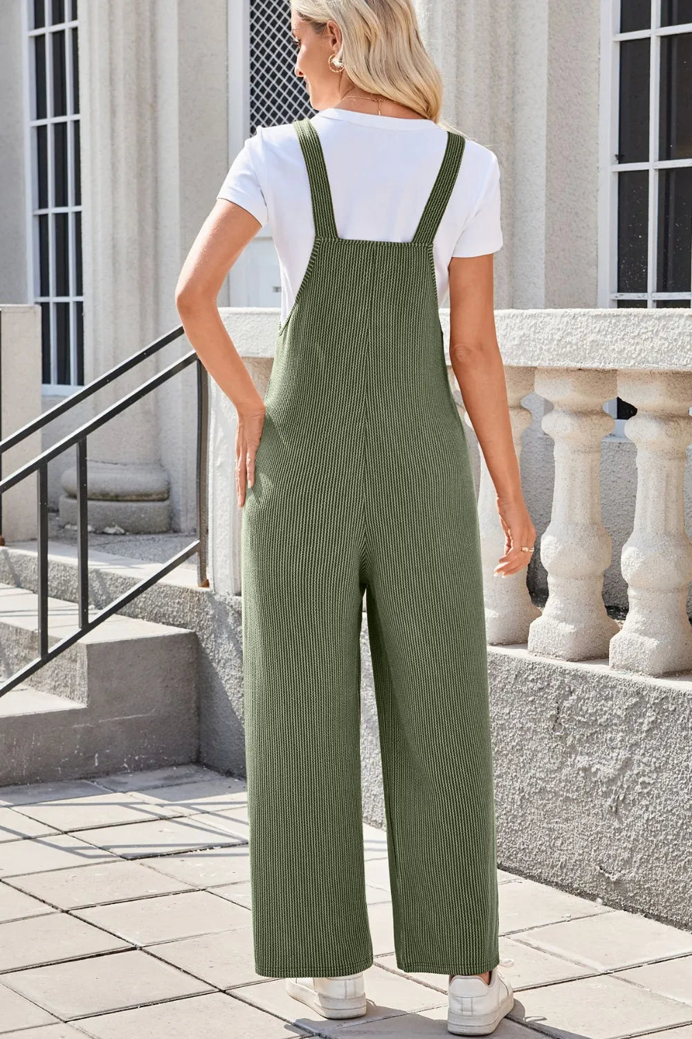Square Neck Wide Strap Overalls