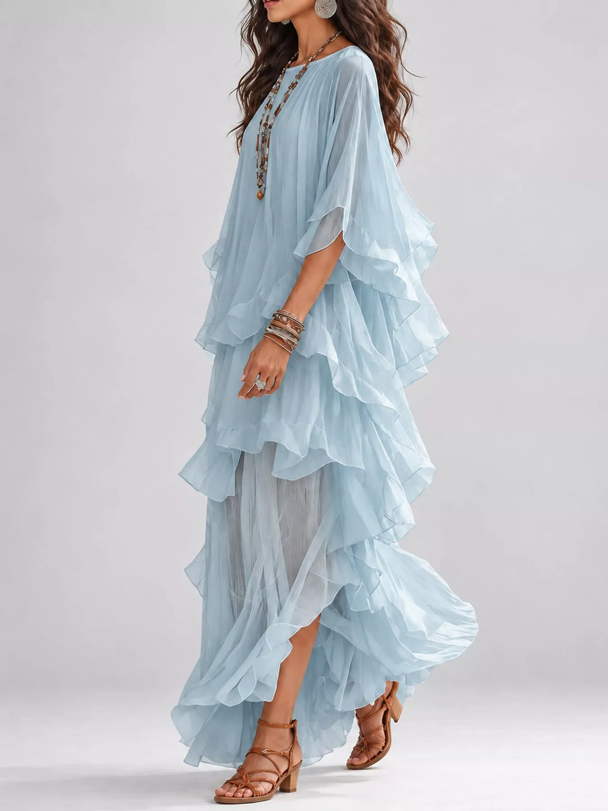 Ruffled Layered Bohemian Maxi Dress