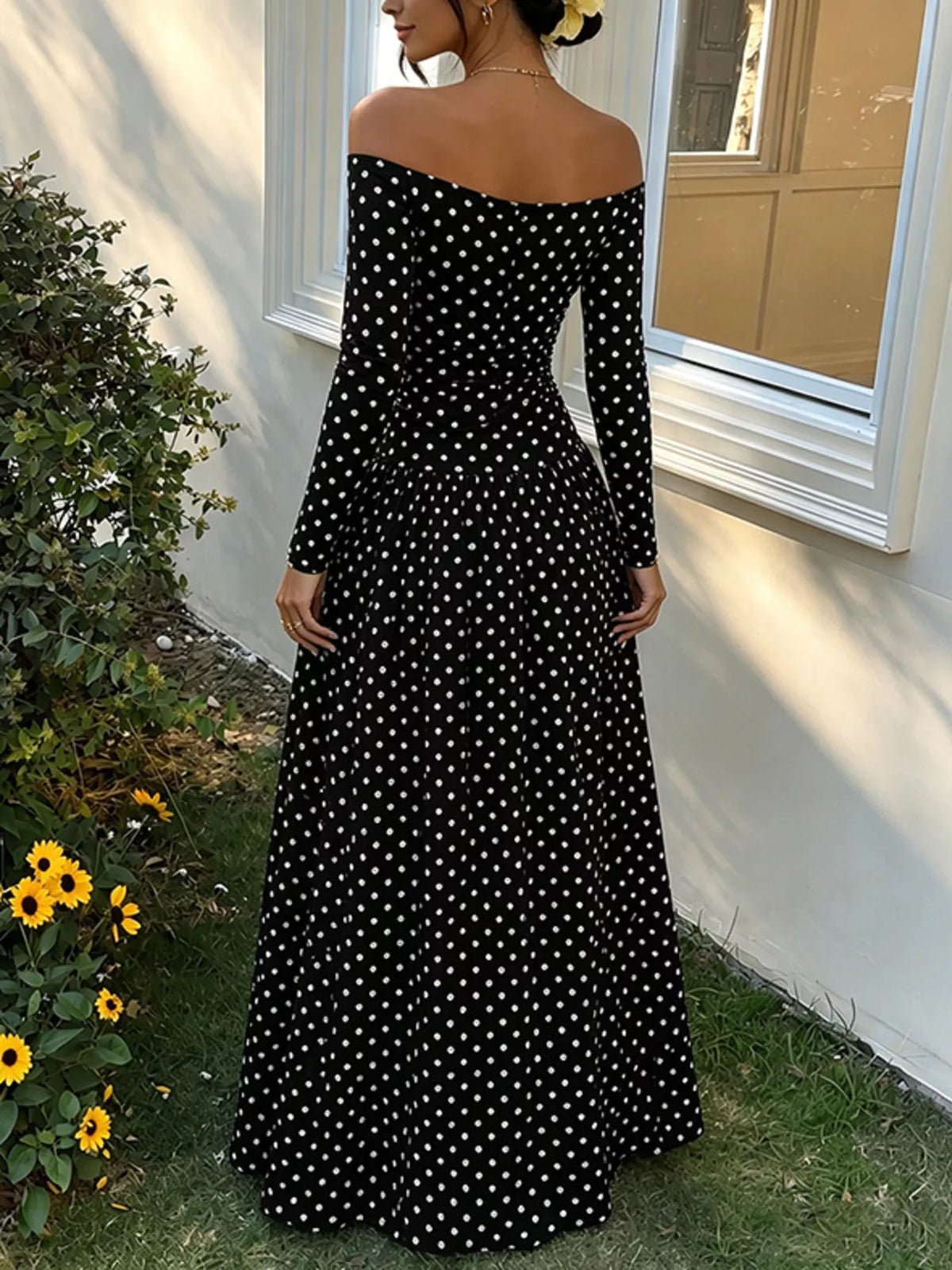 Off-the-Shoulder Ruched Maxi Dress